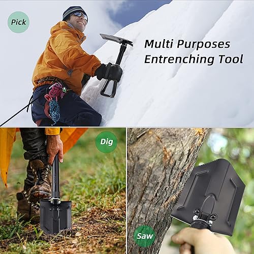 Miniatura 6 de Pala plegable con púa y mango extendido, mango y hoja de acero al carbono portátil, supervivencia, entretenimiento, militar, herramienta de