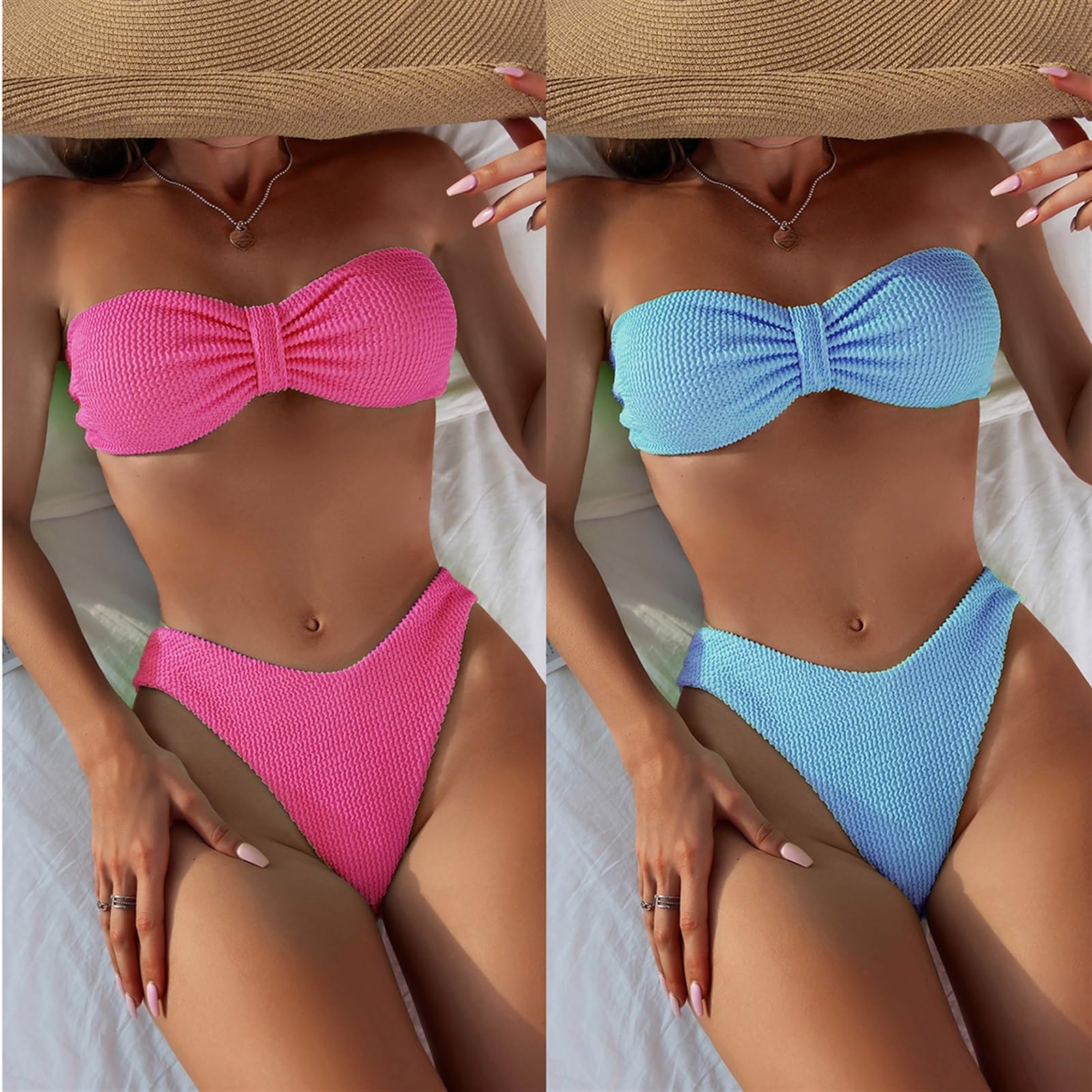 Costume da Bagno Bikini A Vita Alta da Donna Sexy Costumi da Bagno Costume da Bagno A Fascia Femminile Perizoma Bikini Brasiliano (Color : DJC315603, Size : L)