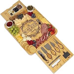 Personalized Charcuterie Board Gift Set, Bamboo Cheese Board with Ceramic Bowls, Wedding Gifts for Couples, Housewarming Gift, Birthday Gifts for Women and Men, Custom Engraved Gifts