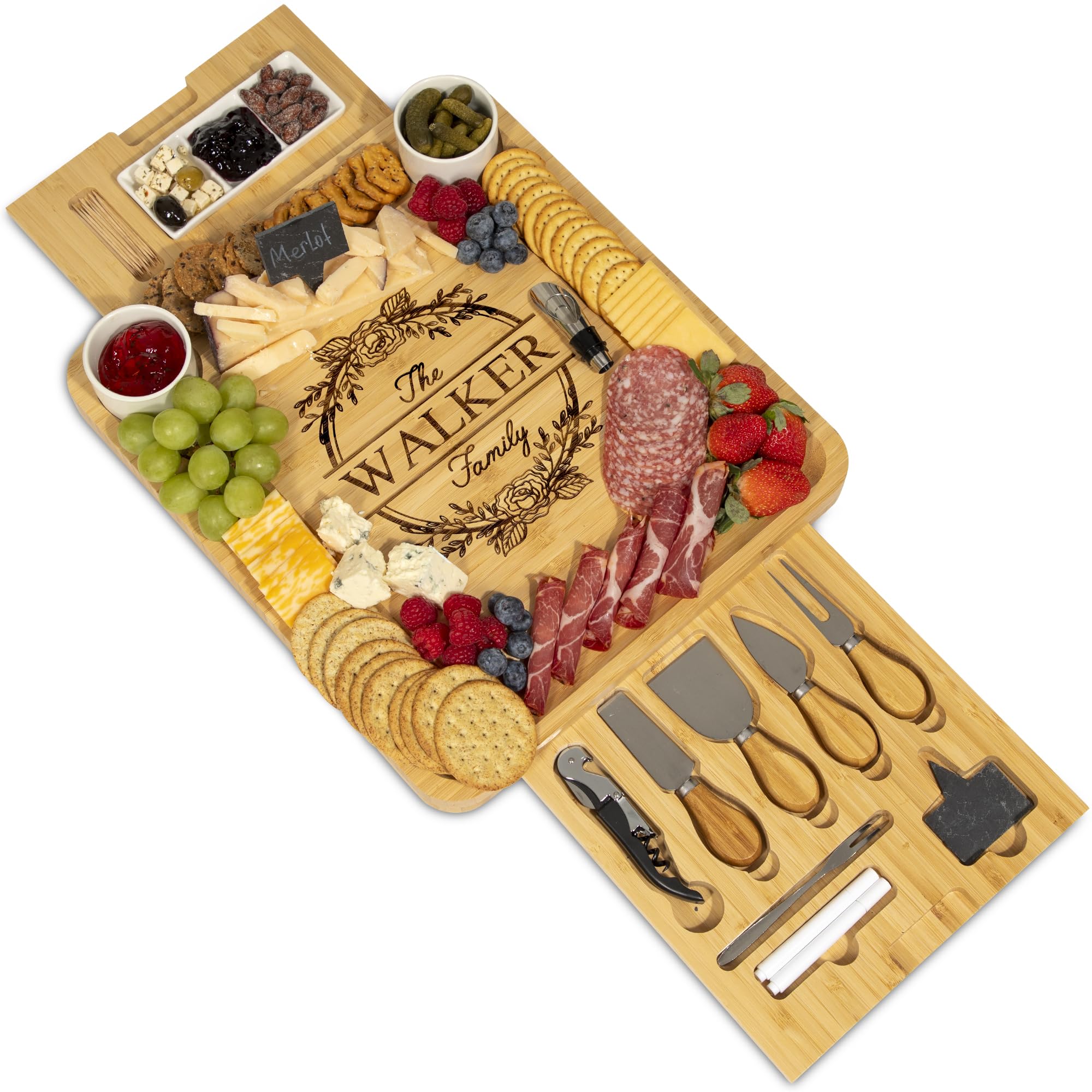 Personalized Charcuterie Board, Bamboo Cheese Board, Wedding Gifts, Housewarming Gift, Birthday Gifts for Women or Men, Custom Engraved Serving Platter by Yewbee