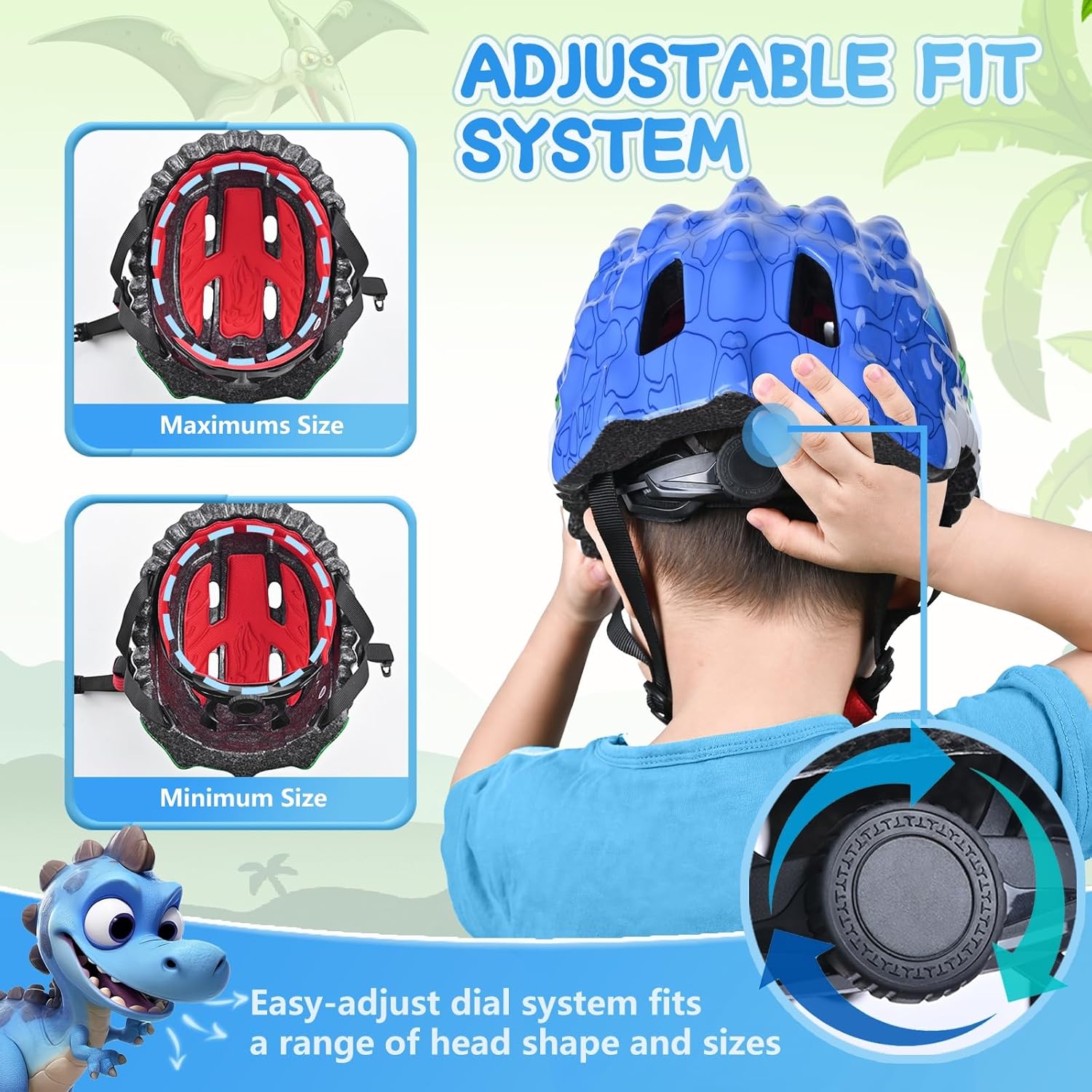 Toddler/Kids Bike Helmet Set for Boys Girls 3D Adjustable Kids Helmet Protective Gear Set Knee Elbow Wrist Pads and Multi-Sports Skateboard Scooter Cycling Roller Balance Bike