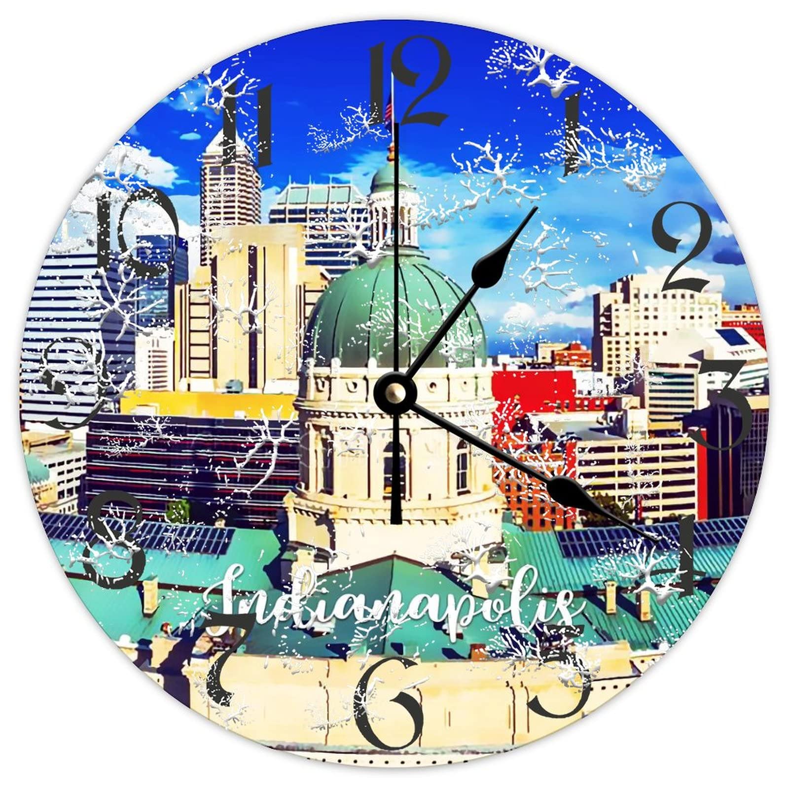 Horloge de ferme à quartz Indianapolis en bois noble 38 cm