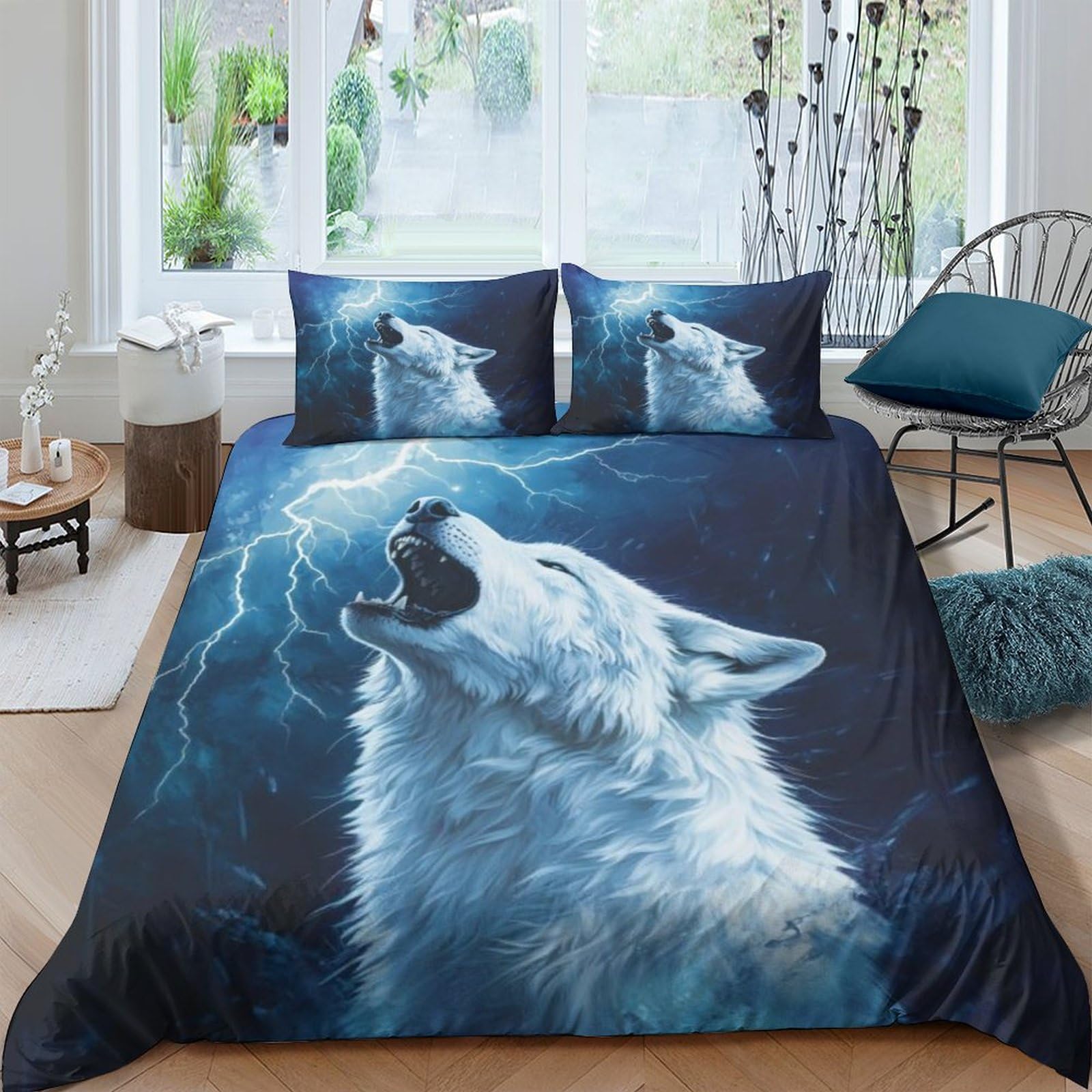 Ensemble housse de couette wolf 3 pièces 220x240cm en microfibre douce