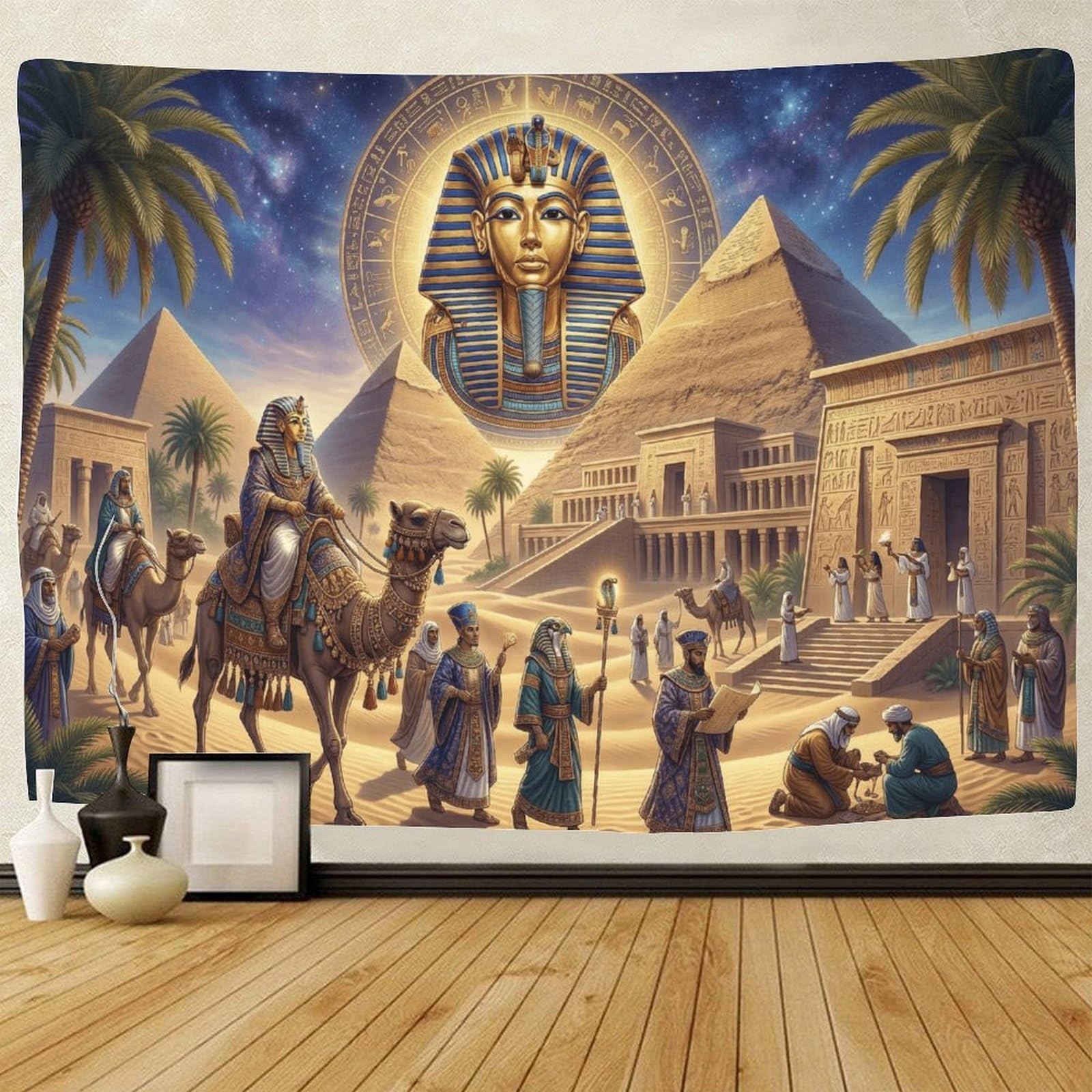 GPMNBCXZK Egyptian Pharaoh Wall Tapestry Home Bedroom Living Room 3D Ancient Pyramids Art Decoration 70cmx100cm