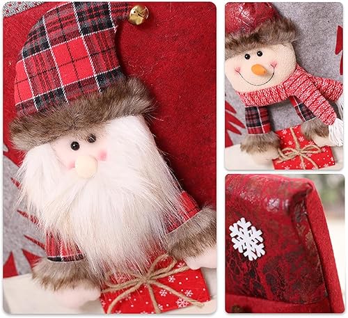 Miniatura 6 de Juego de 6 fundas para respaldo de silla de Navidad, diseño 3D de Papá Noel, muñeco de nieve, reno, Navidad, fundas para sillas de comedor de