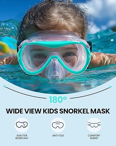 Miniatura 3 de OutdoorMaster Marlin - Juego de esnórquel para niños, máscara de buceo con correa ajustable, máscara de buceo con parte superior seca, equipo de