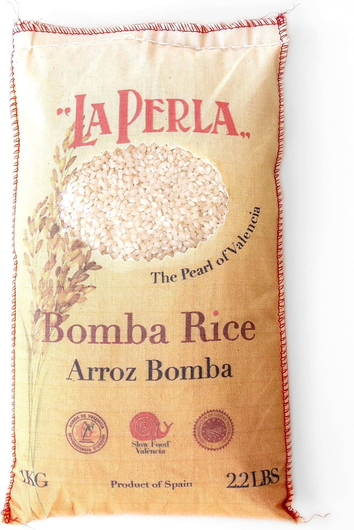 La Perla | Bomba Rice | Denomination of Origin Valencia Spain | Slow Food Valencia Certified | Naturally Grown | Perfect For Paella & All Mediterranean Rice Dishes | 2.2 lbs (1 kg) (Pack of 1)