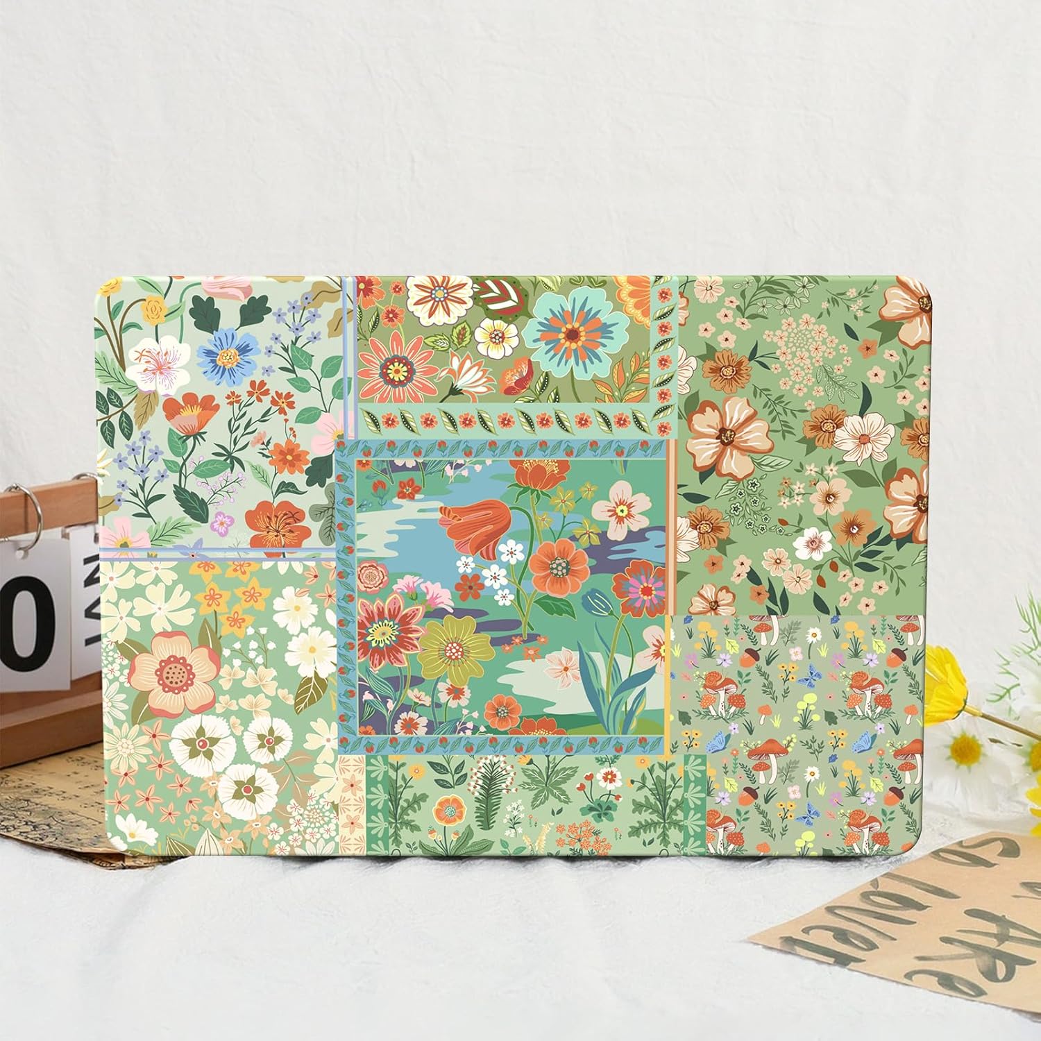 iCasso for MacBook Air 13.6 inch Case 2026 2025 2024-2022 Release M4 M3 M2 Model A3240 A3113 A2681, Flower Pattern Sturdy Protective Hard Shell Case Cover for Mac Book Air 13 inch, Green - Image 7