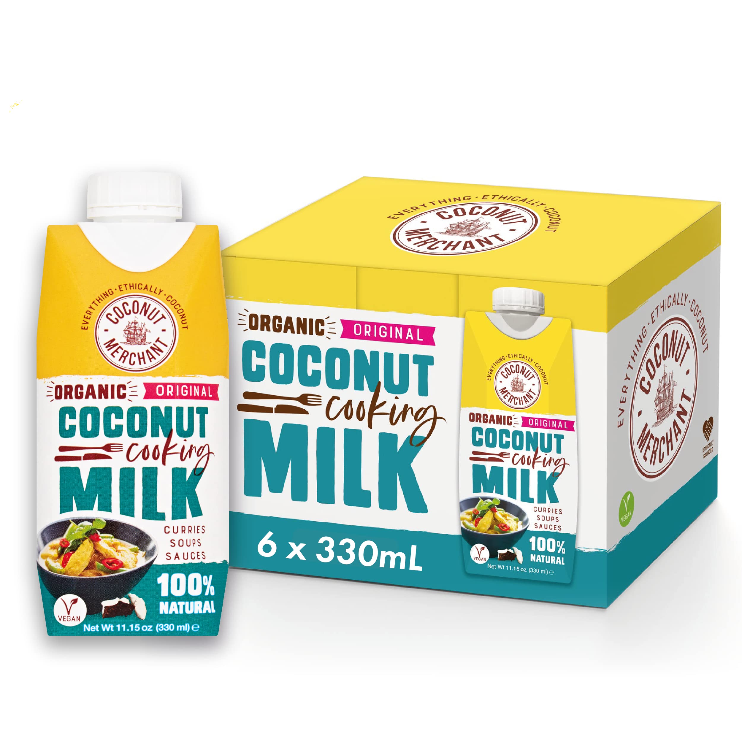 Sponsored Ad – Organic Coconut Milk, 330ml x6 | Tetra Pak | for Curries, Soups, Sauces, Smoothies and Drinks | Vegan| Ethically Sourced | Drink It, Add it, Stir it | 330ml x6