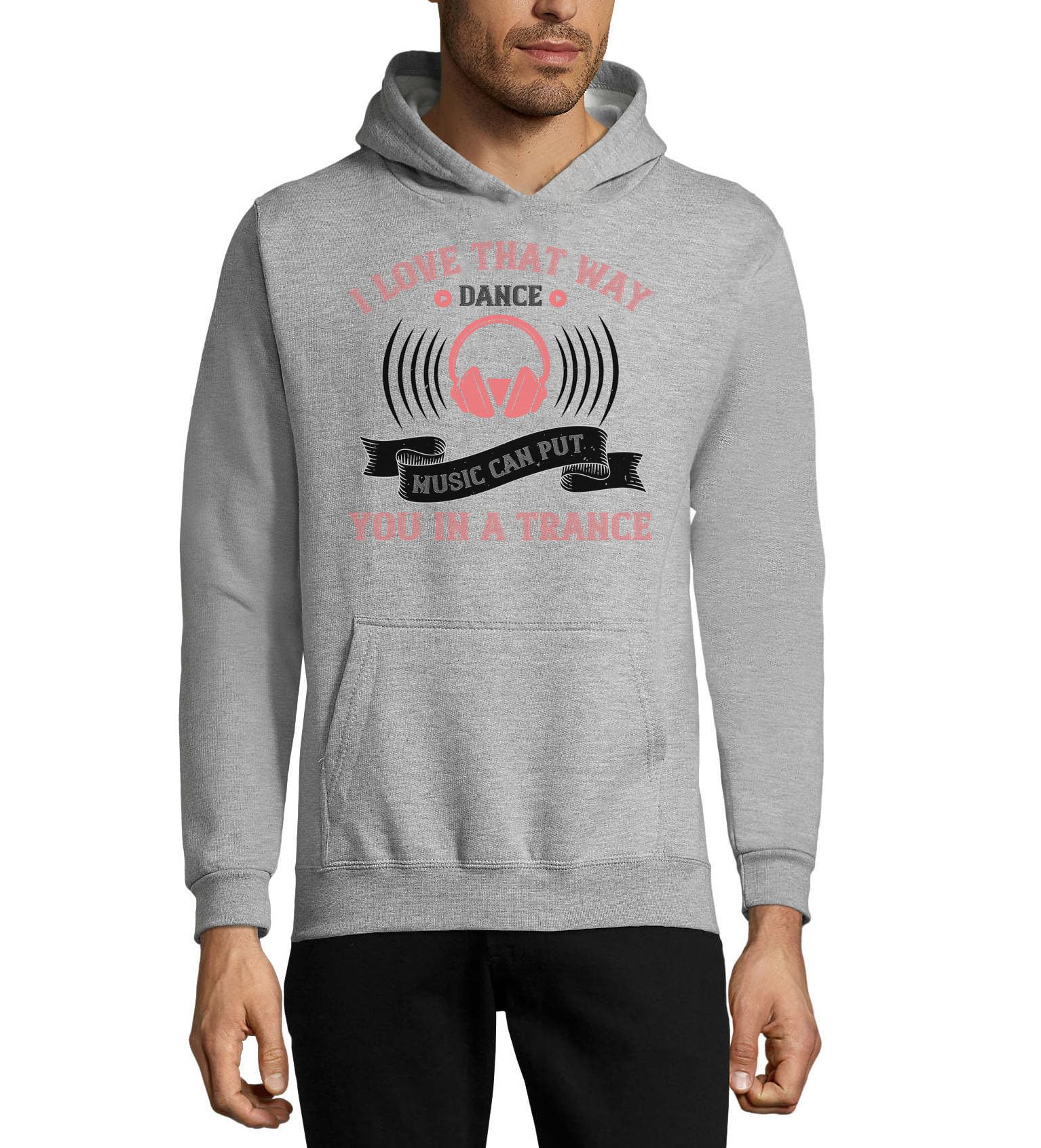 I love that way dance music can put you in a trance EDM rave slogan unisex misto cotone felpa con cappuccio grigio