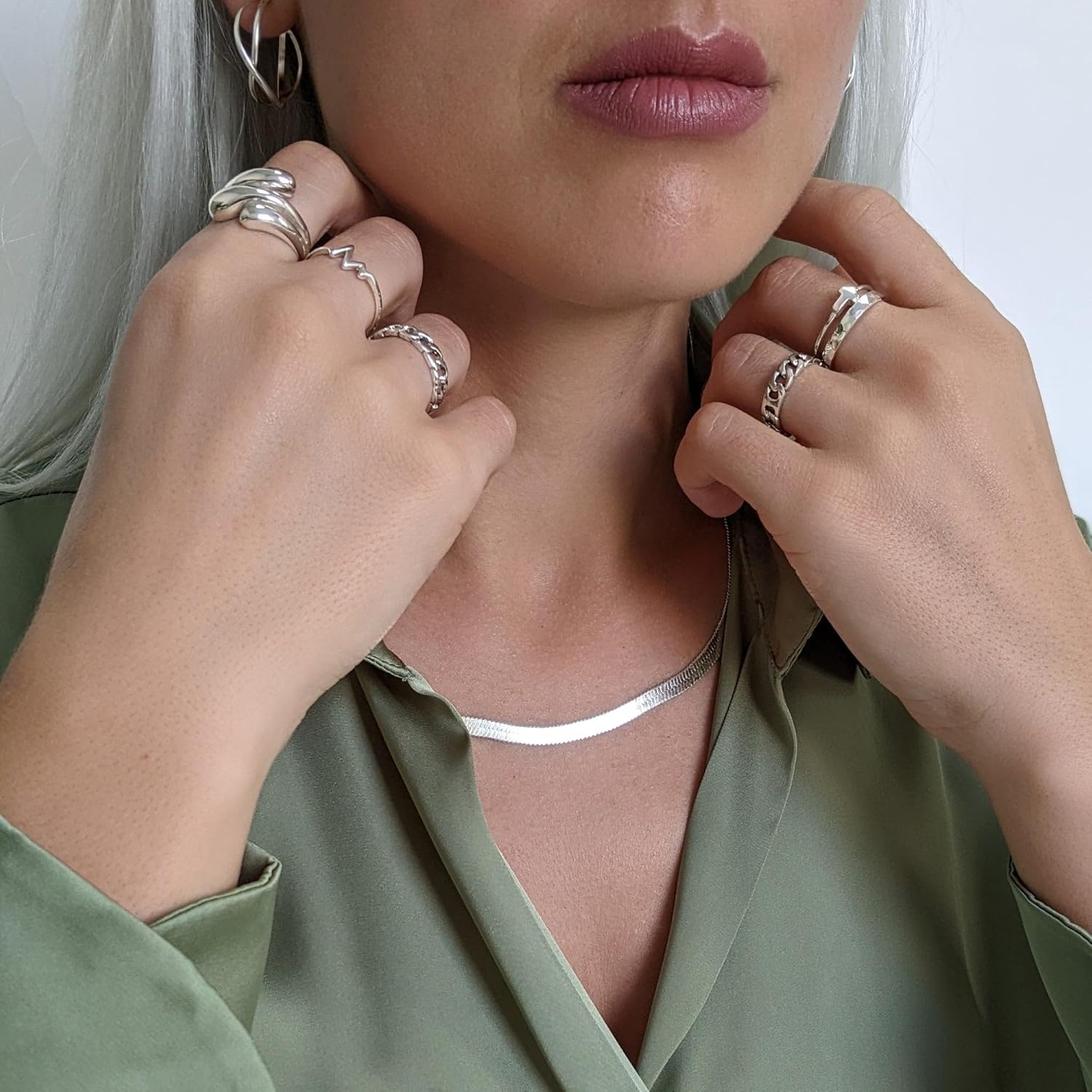 Silverly 925 Sterling Silver Ring With a Hammered Finish 3mm - Thin Wedding Band - Men's Rings - Wedding Rings His and Hers - Minimalist Classic Silver Stacking Rings Jewelry