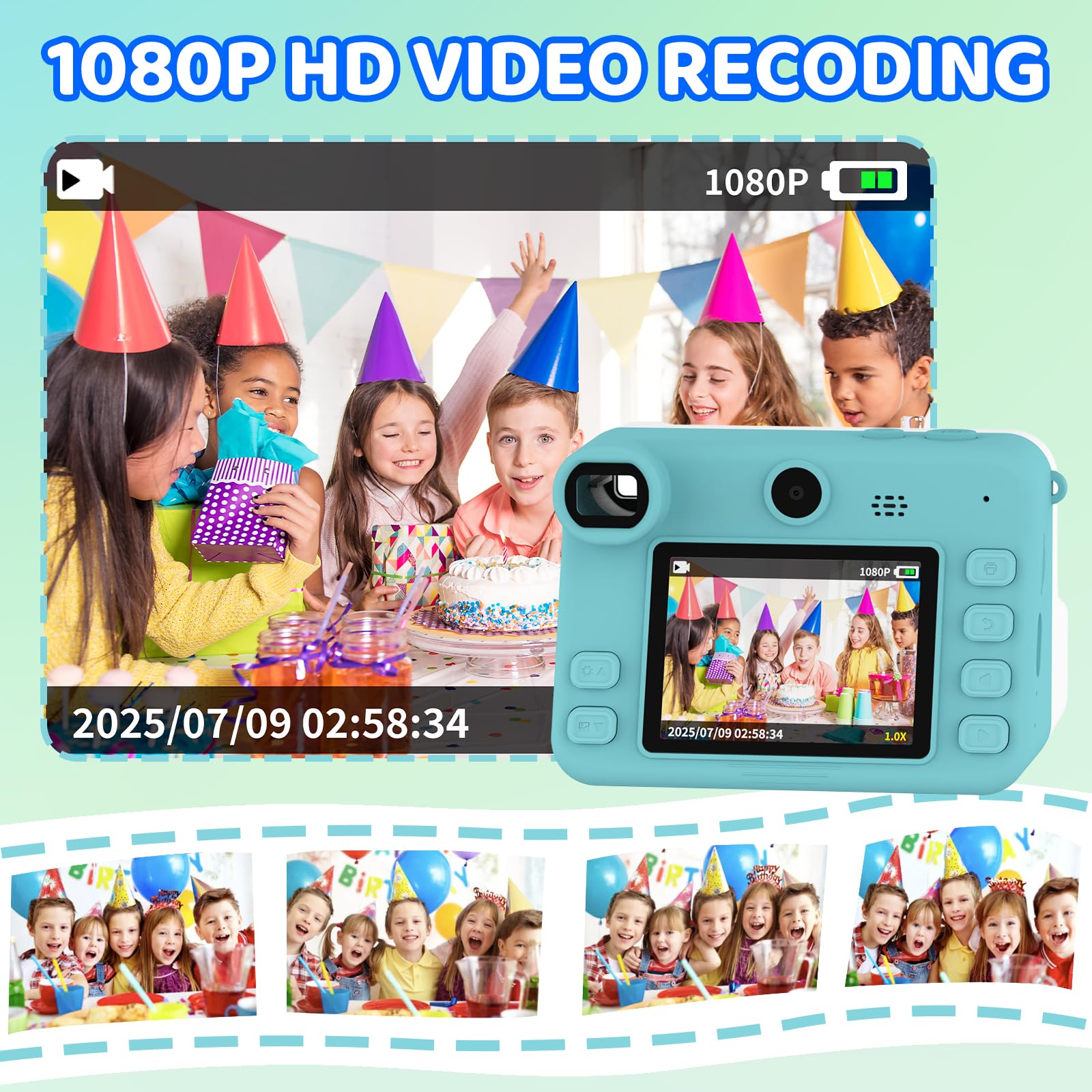Macchina fotografica bambini istantanea,Regalo di Natale e Compleanno per giochi Bambina 4 5 6 7 8 9 10 11 12 Anni, Fotocamera Digitale Selfie 1080P con 3 Rotoli di Carta Termica e Scheda da 32GB