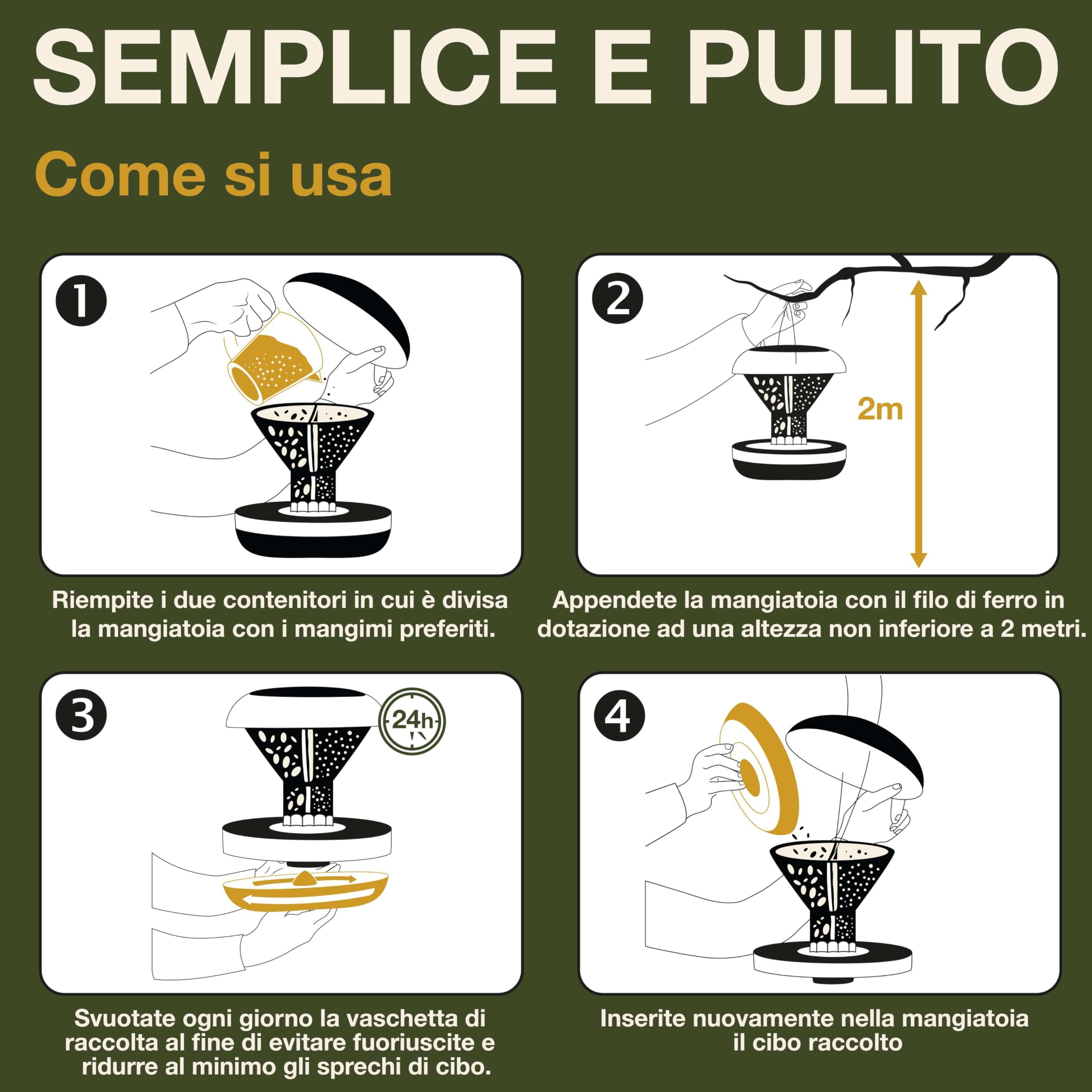 SWISSINNO Mangiatoia per Uccellini da Esterno Davos SMART BIRDS Casetta Cibo Uccelli Selvatici 2 Scomparti Antispreco Verde