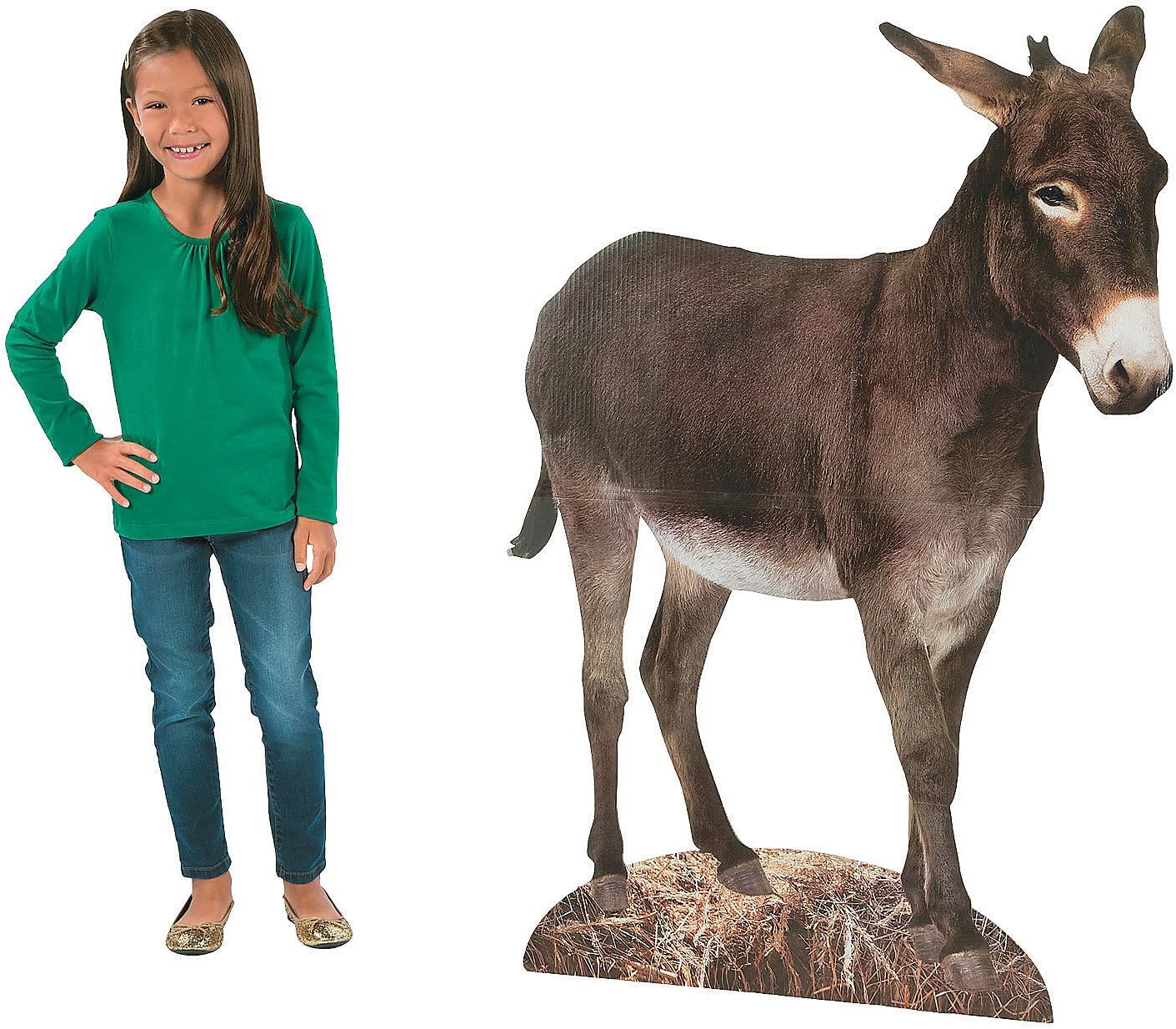 Fun Express Donkey Nativity Stand Up for Christmas Nativity Scene Set - Large 33.5" x 49.5" Cardboard Figure for Indoor Christian Christmas Decorations | Perfect for Church Pageants & Holiday Displays