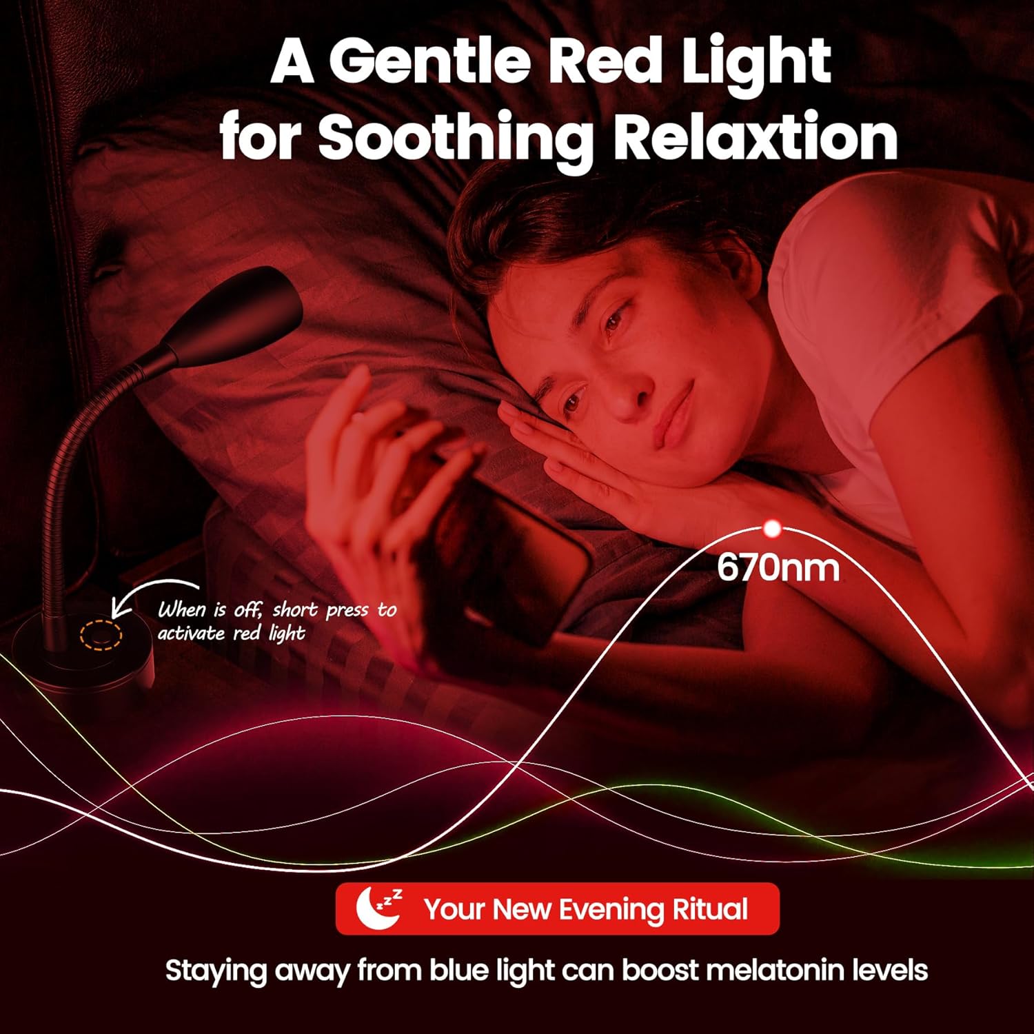 RV Reading Light, 12V LED Reading Light w/USB-C Charge Port, Red Night Light for Reading, Ideal for Camper Van Boat Bedside DC 12-24V Hard-Wired Wall Mount Long (Short)