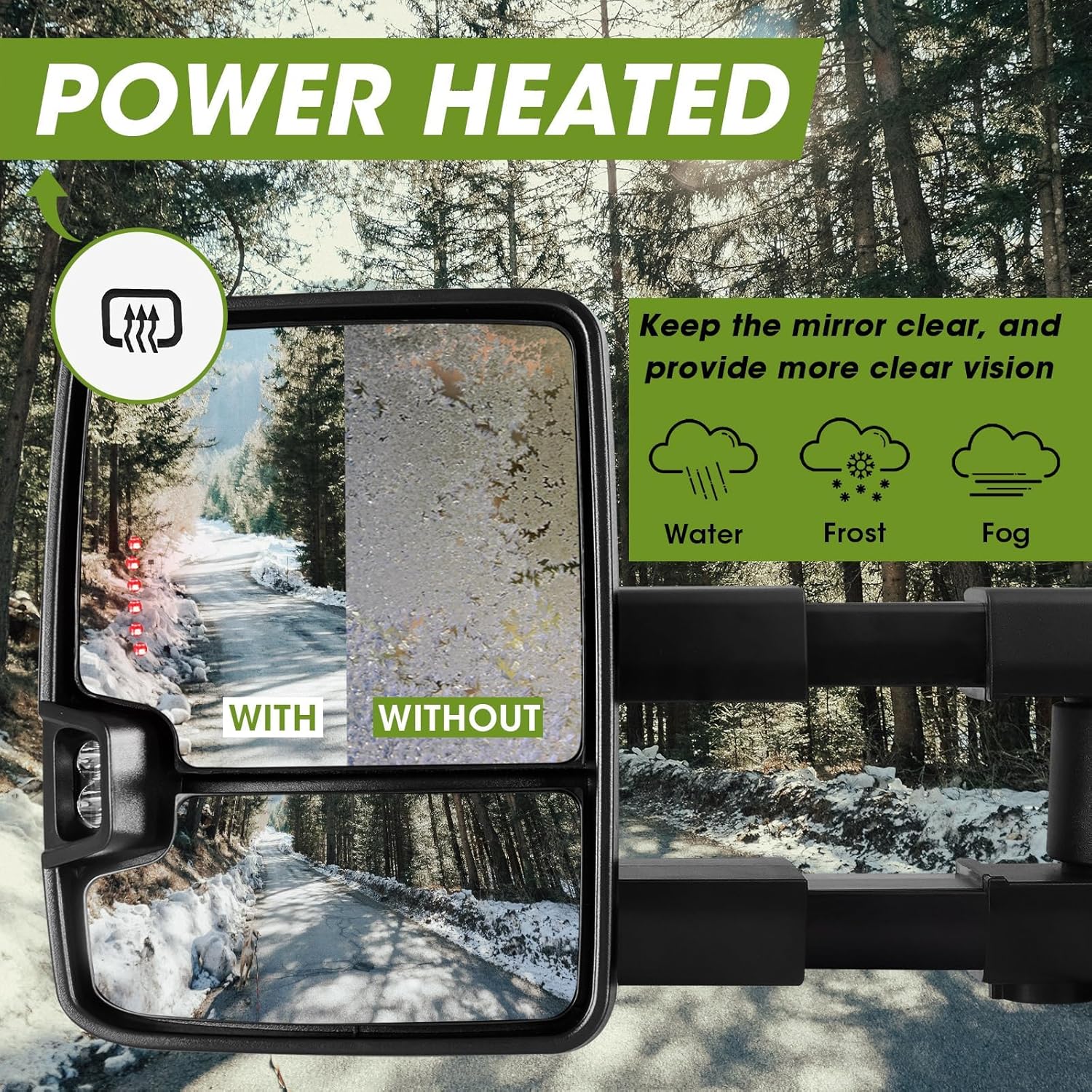 Switchback Towing Mirrors for 2009-2018 Dodge Ram 1500, 2010-2018 Ram 2500 3500, 1500 Classic 2019-2024 with Sequential Signal/Running/Backup/Puddle Lights Extendable Pair(Textured Black)