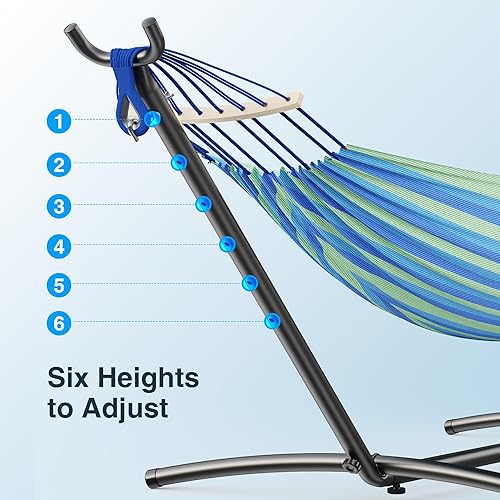 Miniatura 8 de ANAGOO - Hamaca doble, resistente y portátil, capacidad de peso de 500 lb, perfecta tanto para interiores como exteriores, hamaca para 2 personas