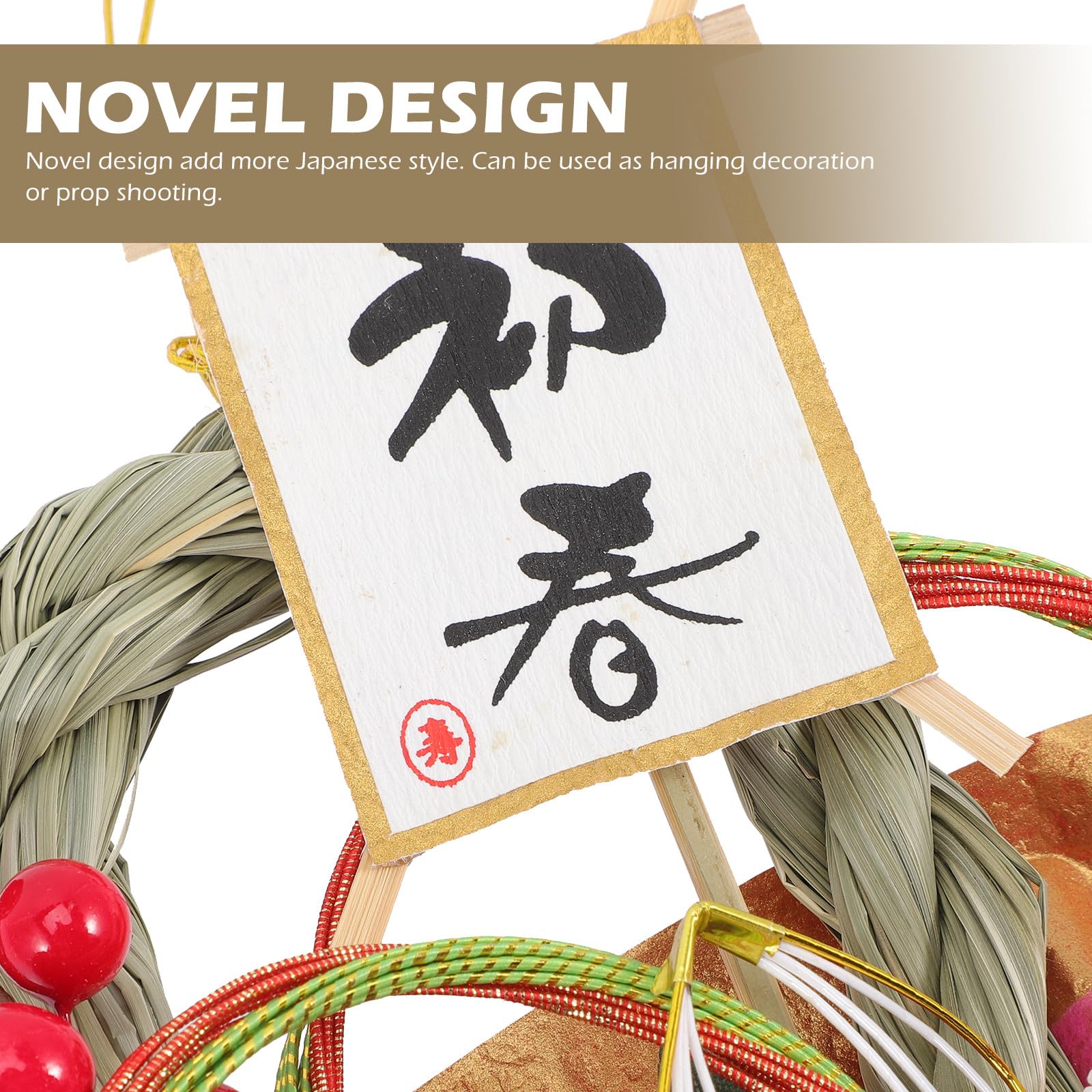 Japanischer Strohkranz als Hängende Dekoration Anhänger | Dried Flower und Strohverarbeitung, für Haustür und Zuhause, Leicht Anzubringen