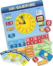 My First Calendar - Magnetic Educational Game for Kids with 36 Magnets & 20 Exercise Cards - Includes Clock, Weather Station - For Boys and Girls - 42x32cm