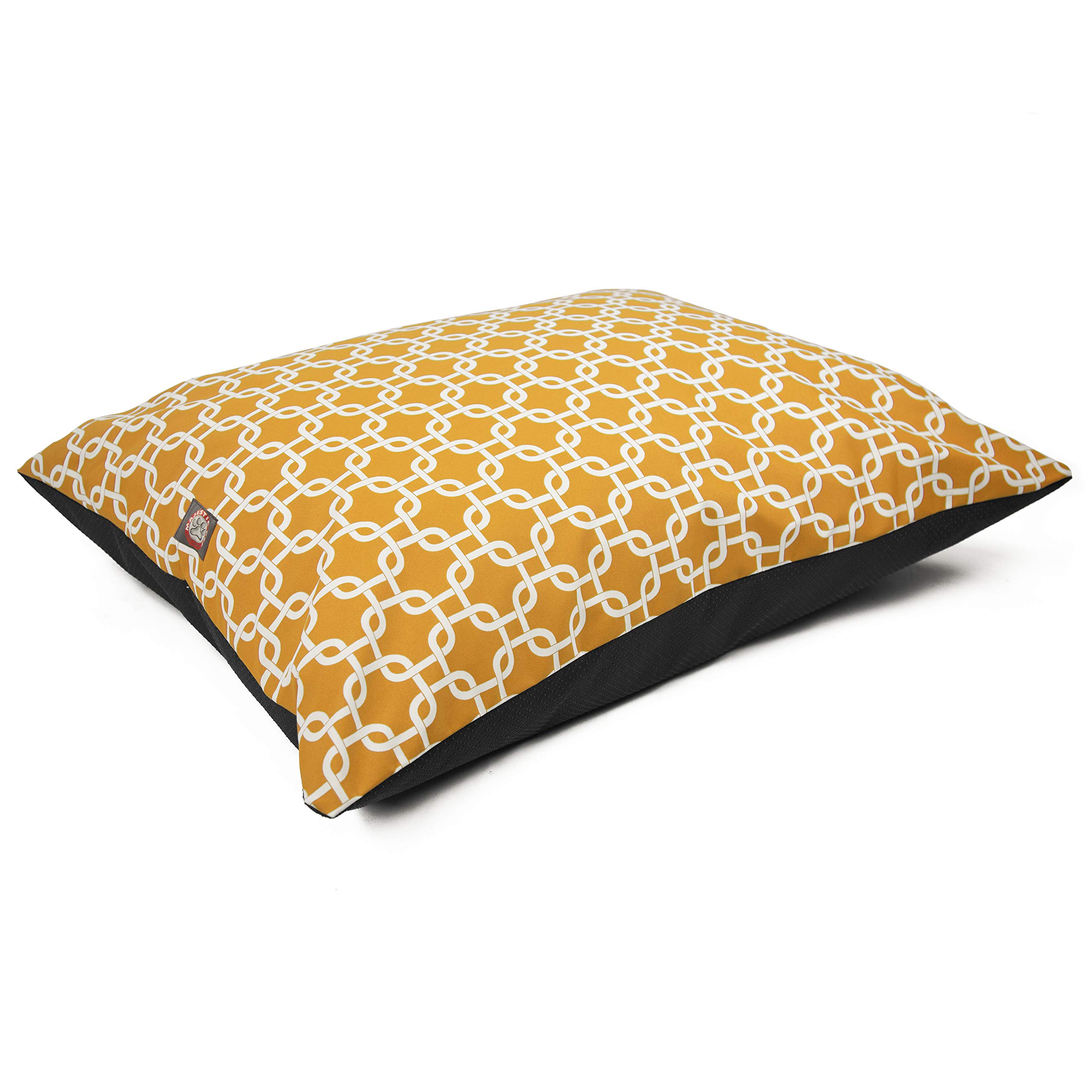 Majestic Pet Medium Rectangle Washable Non Slip Comfy Dog Bed - Crate &amp; Kennel Bed for Medium Breed Dogs - 35 x 28 Inch - Links Yellow
