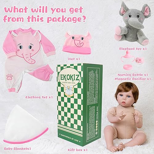 Miniatura 7 de EKOKIZ Muñecas de bebé Reborn realistas, muñecas de bebé recién nacido de 22 pulgadas, cuerpo de tela suave, muñeca de bebé realista adorable muñeca