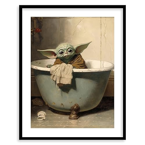 Star Wars Bathroom Décor Art Print - Premium Giclee Fine Art Print - Aesthetic Modern Vintage Painting Style Darth Vader Stormtrooper Yoda Print