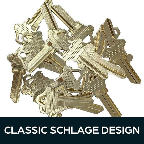 SUMMIT DOORWARE Schlage Key Blanks in Premium Brass | Uncut Blank Keys for Home and Professional Use | Pack of 250 Blank Keys