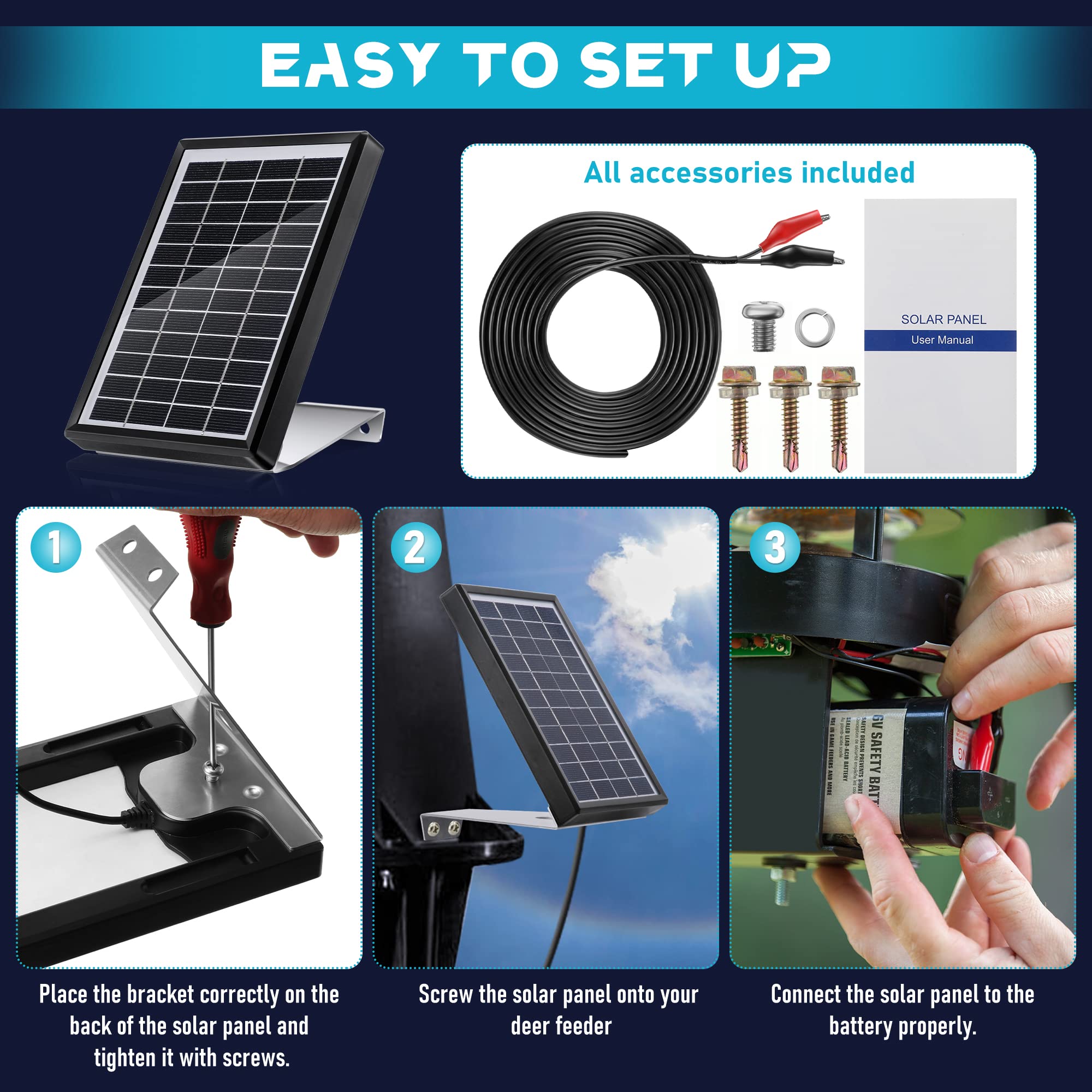 Sumind Chargeur de panneau solaire pour alimentation, 3,5 W, panneau solaire étanche chargeur de batterie avec support de montage en métal (12 V)