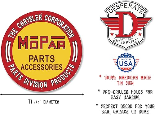 Miniatura 2 de Signs 4 Fun Letrero redondo | Dodge - Mopar | 12 pulgadas de diámetro | Letrero de aluminio en relieve | Fabricado en los Estados Unidos