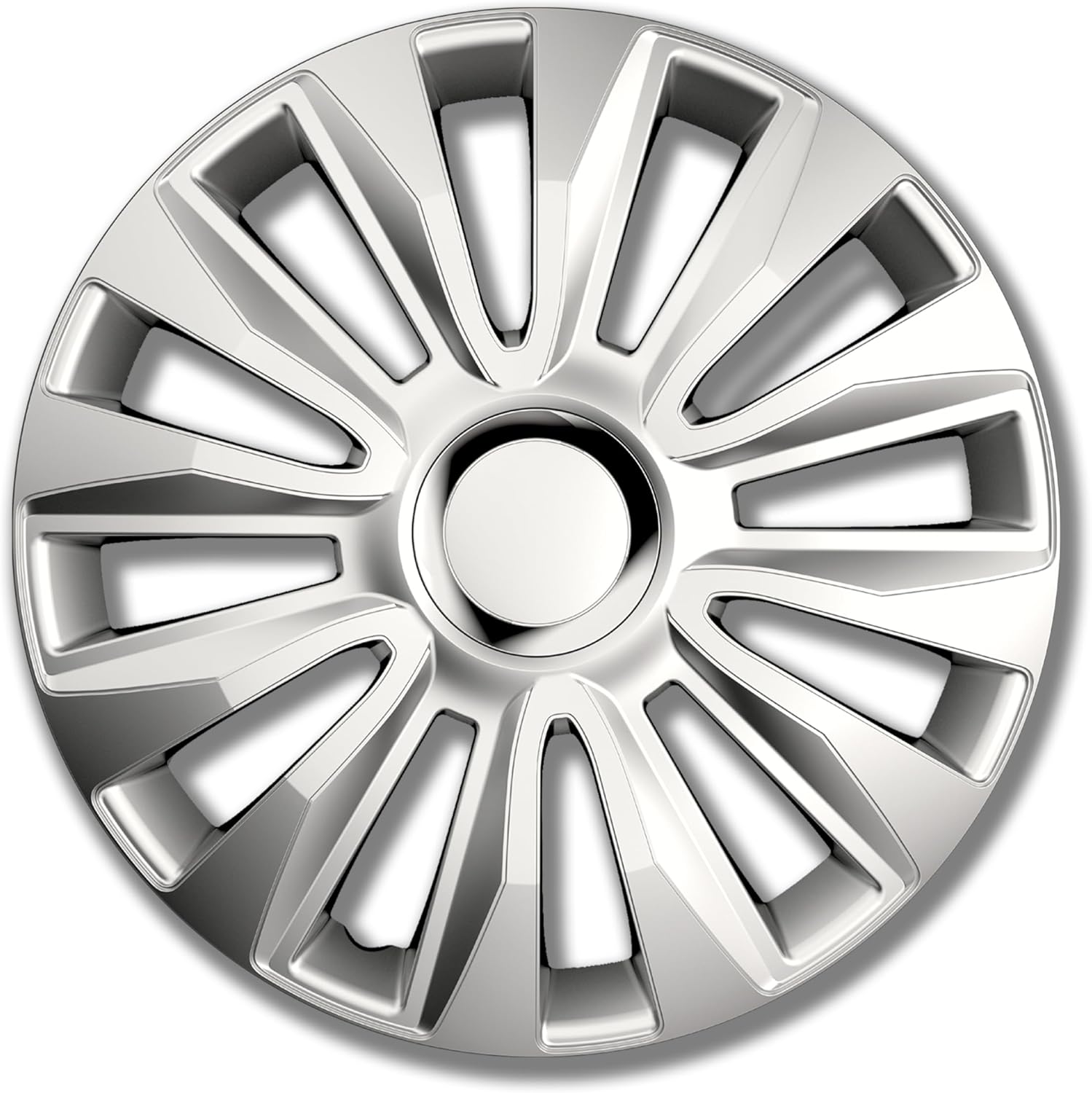 Petex Avalon Pro RB539315 Wheel Trims 15-Inch Double-Lacquered with Chrome Ring ABS Plastic in Box Silver - Set of 4