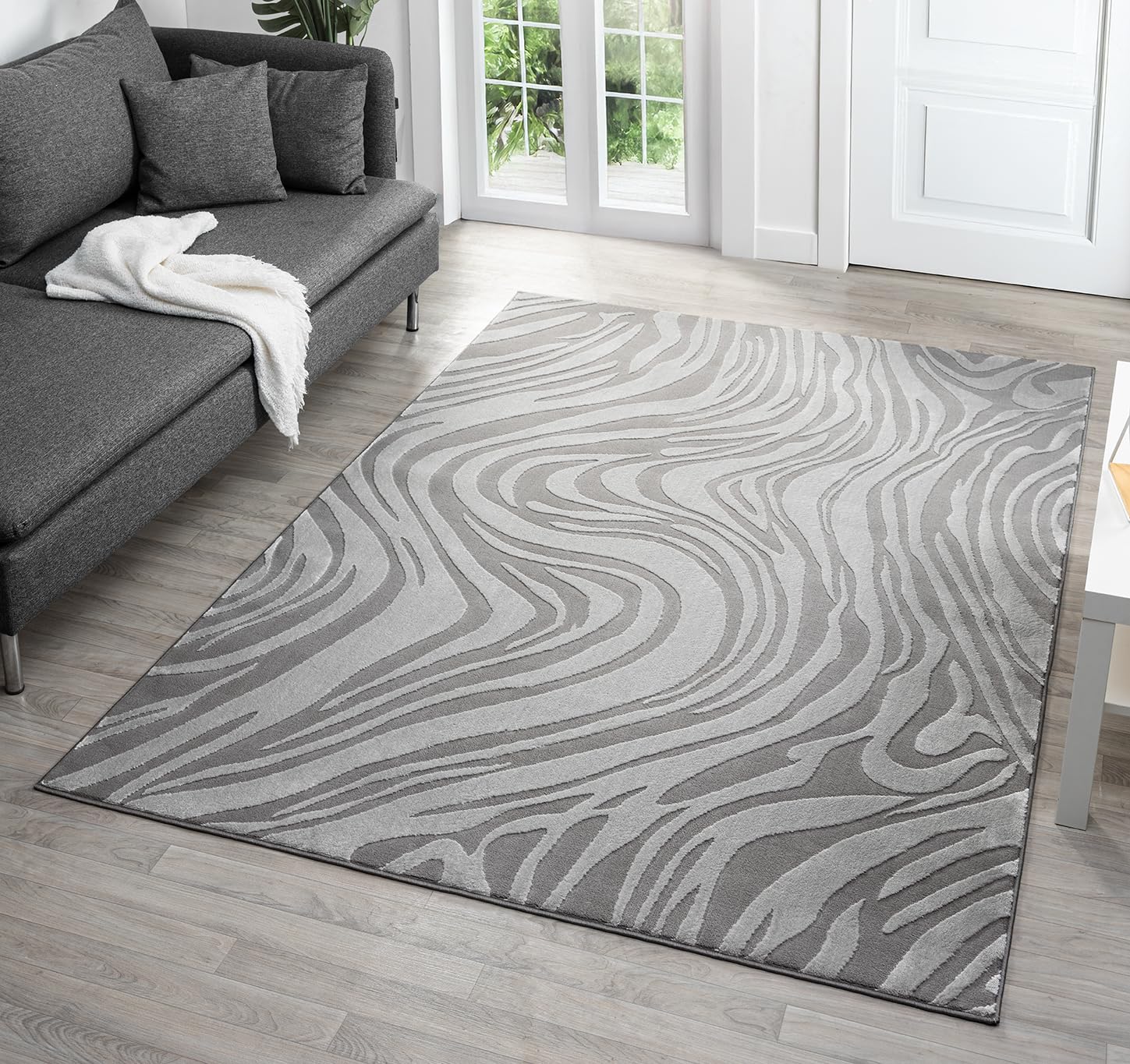 Desire Rugs Vellure Metallic Sheen Marble Design Anthracite Rug 200 X 290Cm