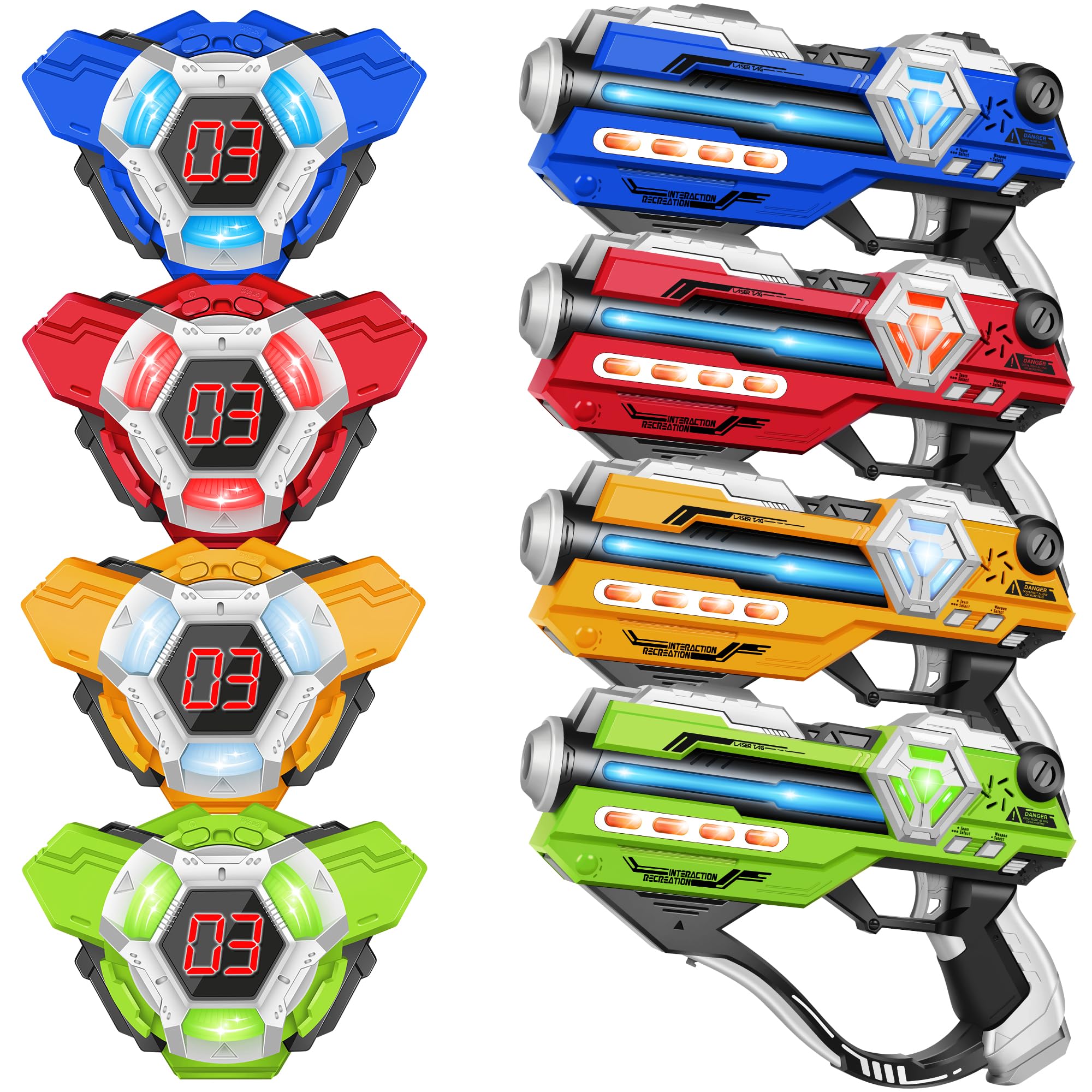 Laser Tag Guns Set of 4 Laser Tag Guns with Digital LED Score Display Vests,Gifts for Teens and Adults Boys & Girls,Adults and Family Fun,Gift for Kids Ages 8 9 10 11 12+Year Old Boy