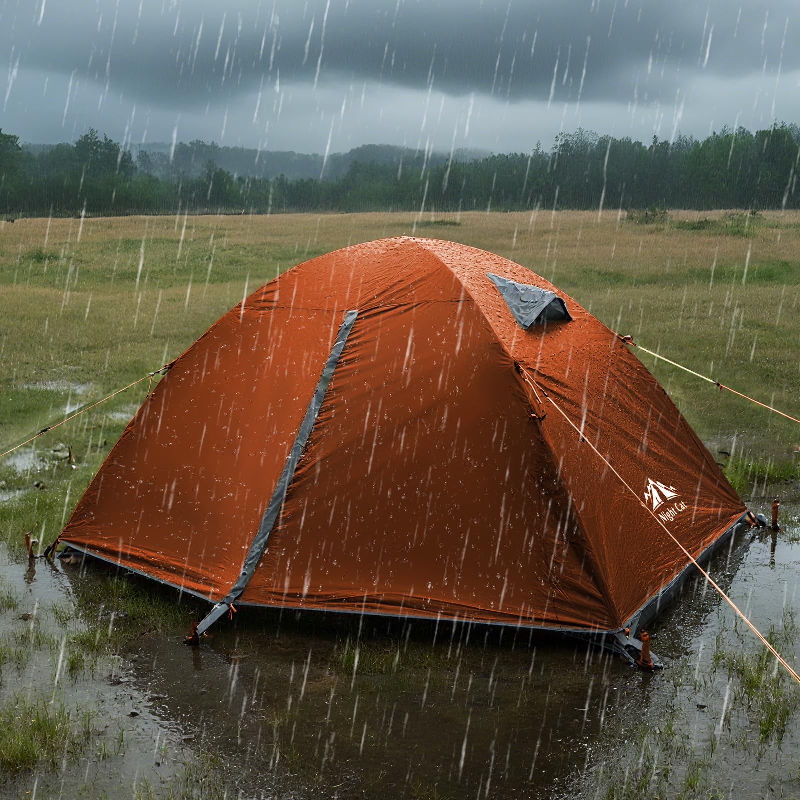 Night Cat tenda da 2 persone per escursionismo: tenda da campeggio impermeabile e leggera per due persone, per escursionismo in montagna all'aperto con pali in alluminio e telo antipioggia verde
