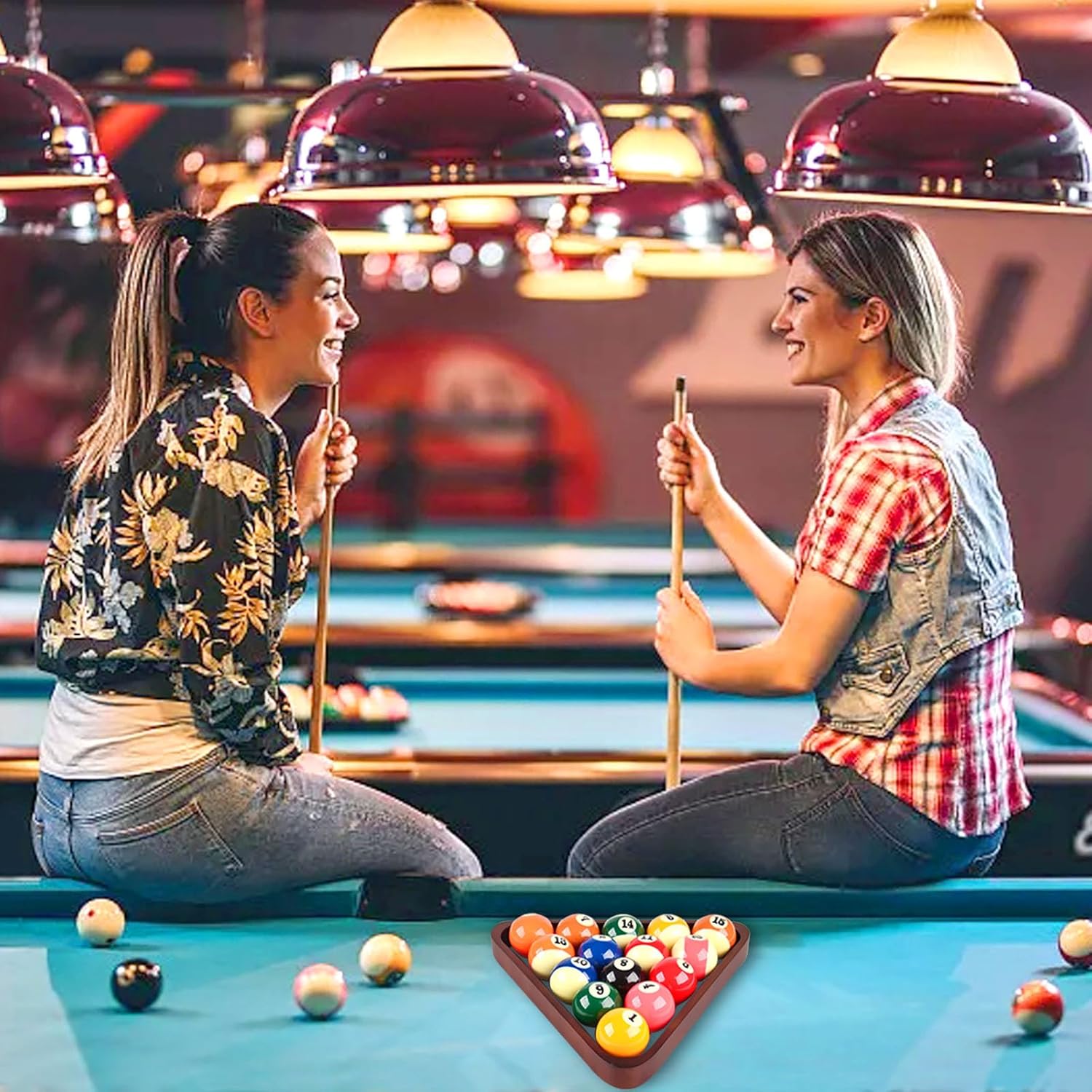 Solid Wood Pool Ball Rack Billiard Ball Triangle Rack, Pool Table Ball Holder Positioning Rack,2-1/4" Pool Ball Rack