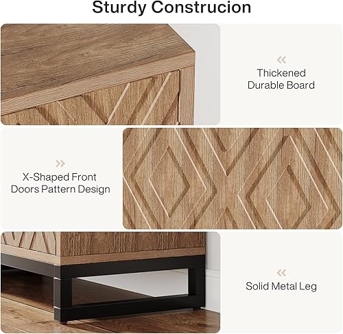 Miniatura 4 de Tribesigns Aparador de buffet con almacenamiento, 57.5 pulgadas de granja con estantes ajustables, armario de almacenamiento decorativo para cocina,