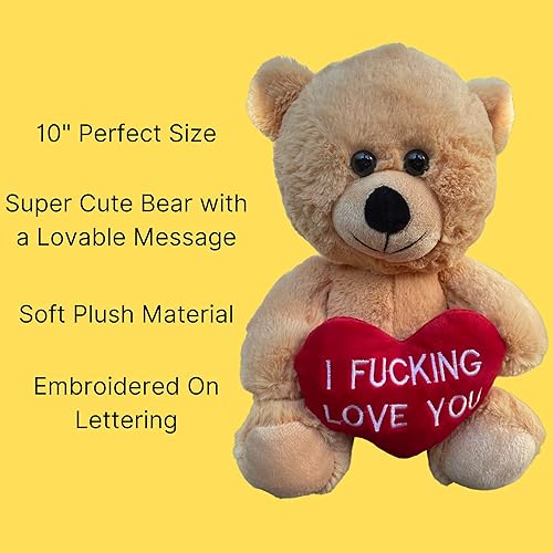 Miniatura 2 de Lindo oso de peluche con texto en inglés "I Effing Love You" para novia y novio, divertido oso de peluche para el día de San Valentín para él y