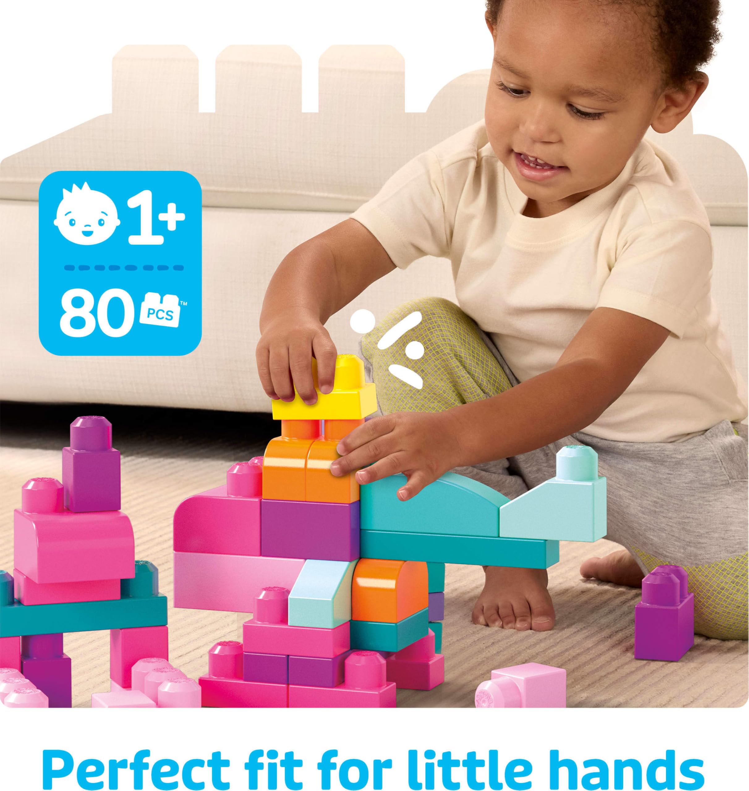 MEGA BLOKS First Builders Big Building Bag Toddler Blocks Toy Pink — Amazon image 3