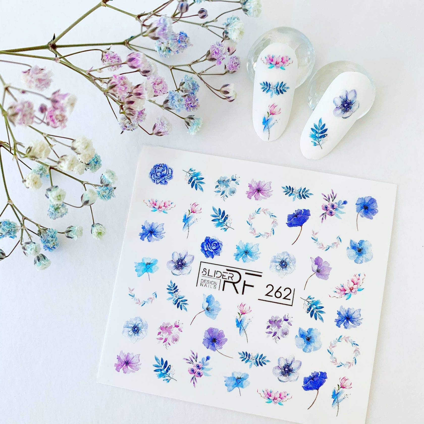 IBDI Flower nail Decals/Sliders for manicure or pedicure, Decal for nails, Slider for manicures and pedicures, Nail art