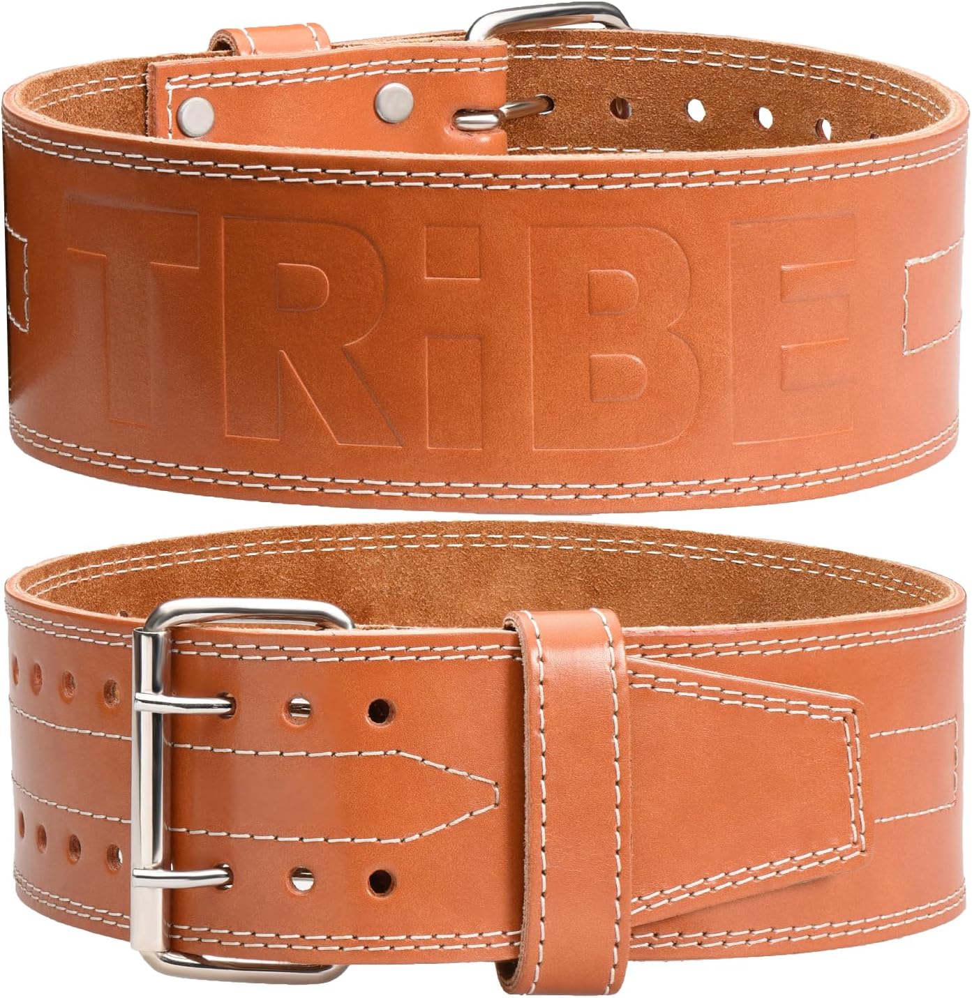 5MM PREMIUM Weight Lifting Belt - 100% Genuine LEATHER - COMFORTABLE Squat & Deadlift Belt for Strength Training - Gym Belt for Men & Women Large (Belly 34" - 41") New Size Brown Leather