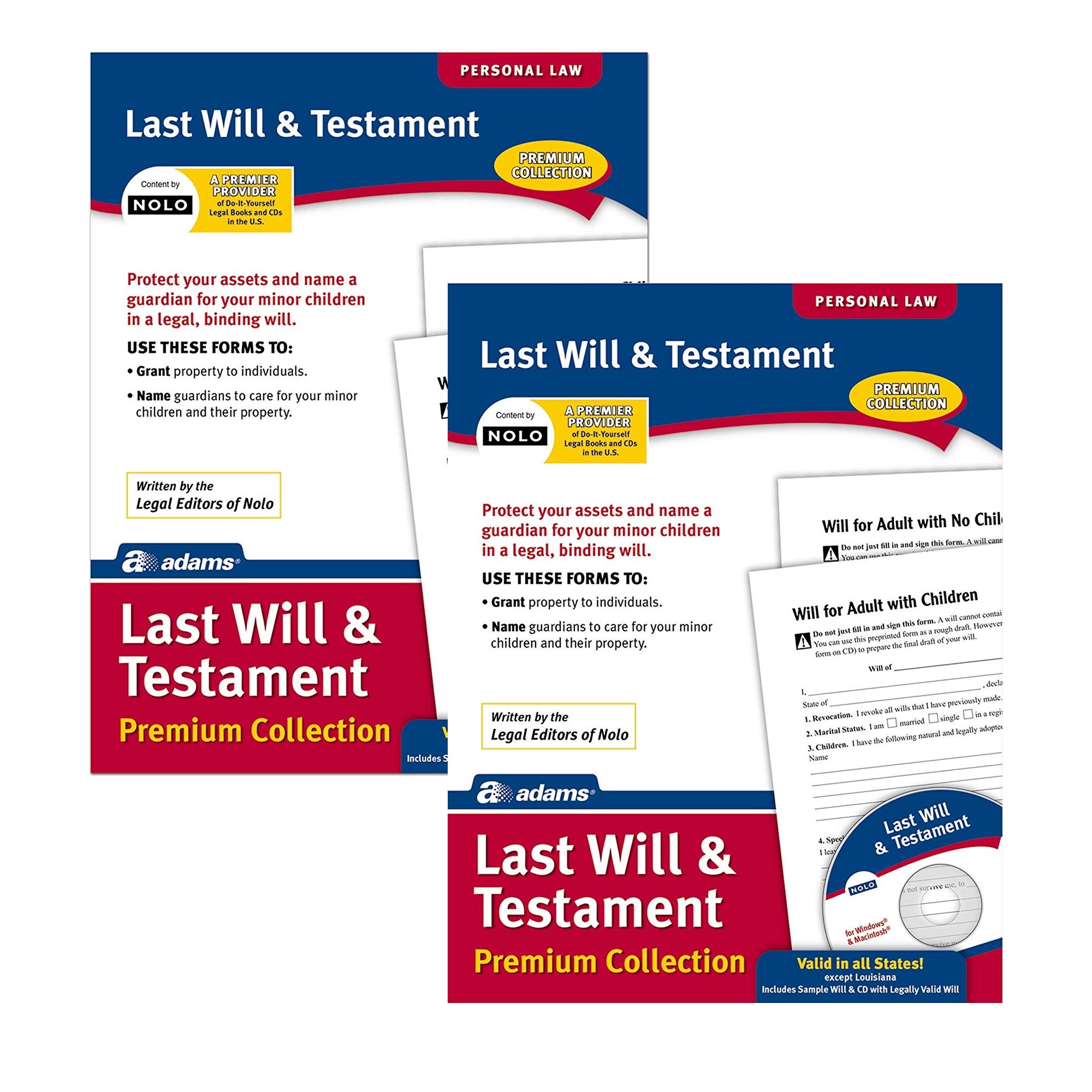 Adams Last Will and Testament, Forms and Instructions (LF235), 2 Pack