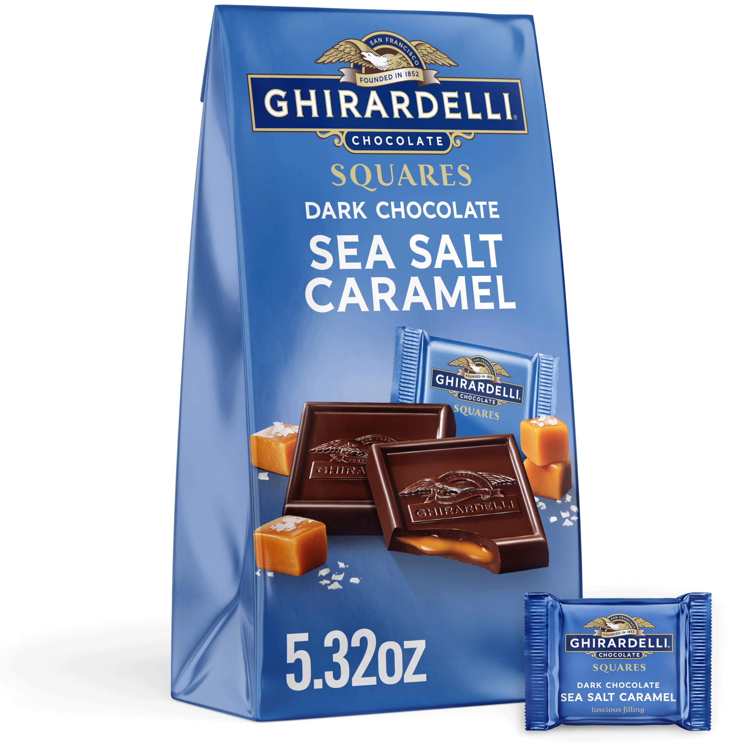 GhirardelliDark Chocolate Sea Salt Caramel Squares - 5.32 oz Bags - Pack of 6