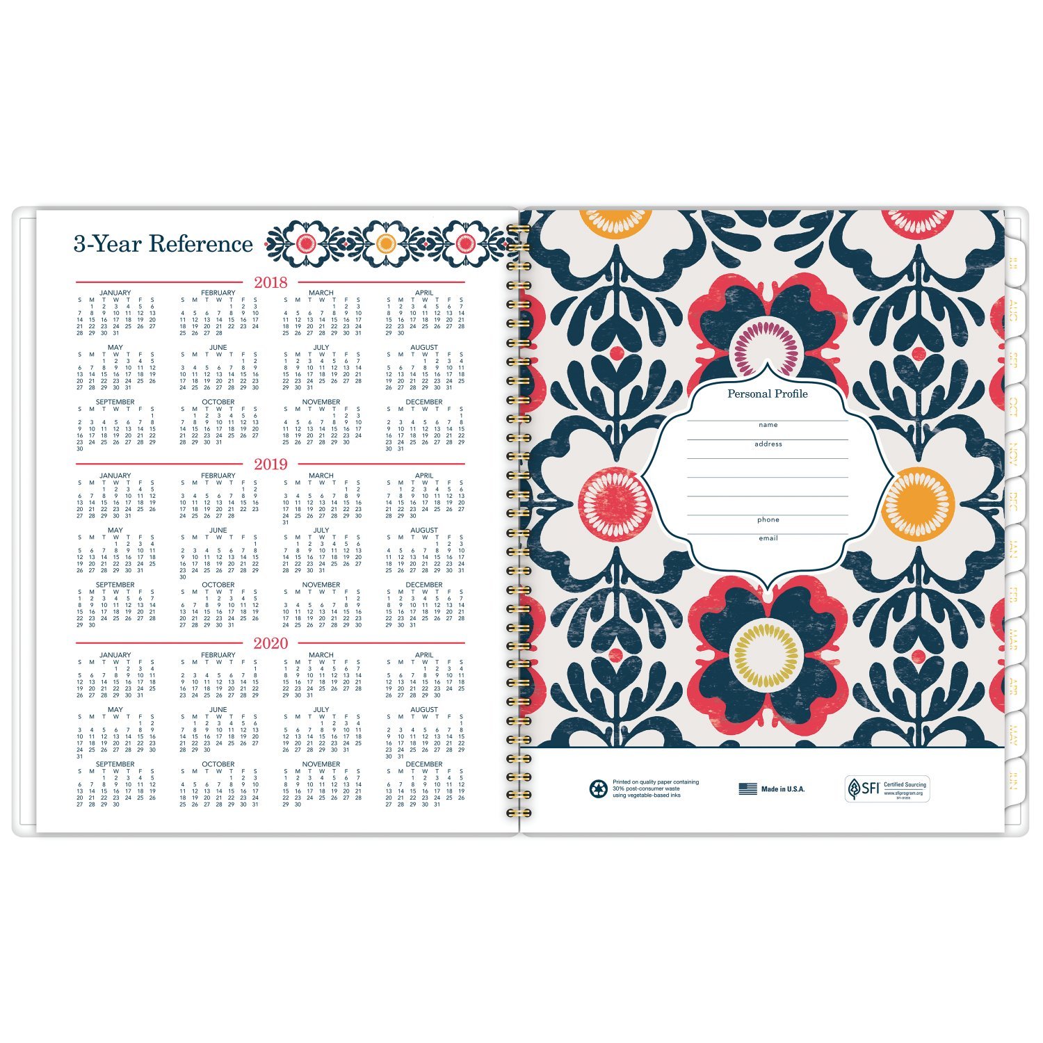 AT-A-GLANCE 2018-2019 Akademischer Jahres- und Monatsplaner, groß, 8-1/2 x 11, Fiona (1100-905A)