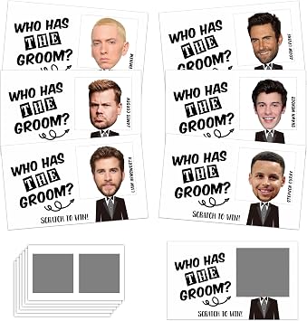 Bridal Shower Games - Who Has The Groom Scratch Off Cards - Cute Scratch Off Cards & Stickers - Bachelorette Party Game - Girls Night Out Activity - Bride Shower Supplies Decorations - 36 PcsD01