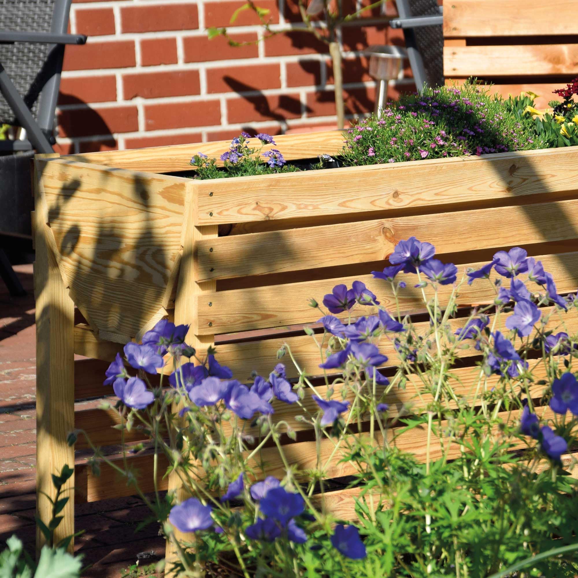 dobar® 58196e großes Hochbeet | Erhöhtes Gemüsebeet | Kräuterbeet aus Holz | Pflanzkasten für Balkon/Garten/Terrasse | Salatbeet für die Anzucht | 100 x 45 x 60 cm | Natur