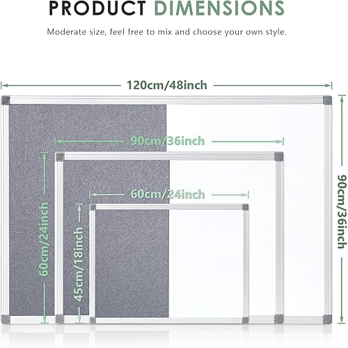 Vista 44 de S SWANCROWN Tablero de fieltro blanco combinado/tablero de cartas/pizarra blanca de borrado en seco para oficina, aula y hogar, negro, 24 x 18