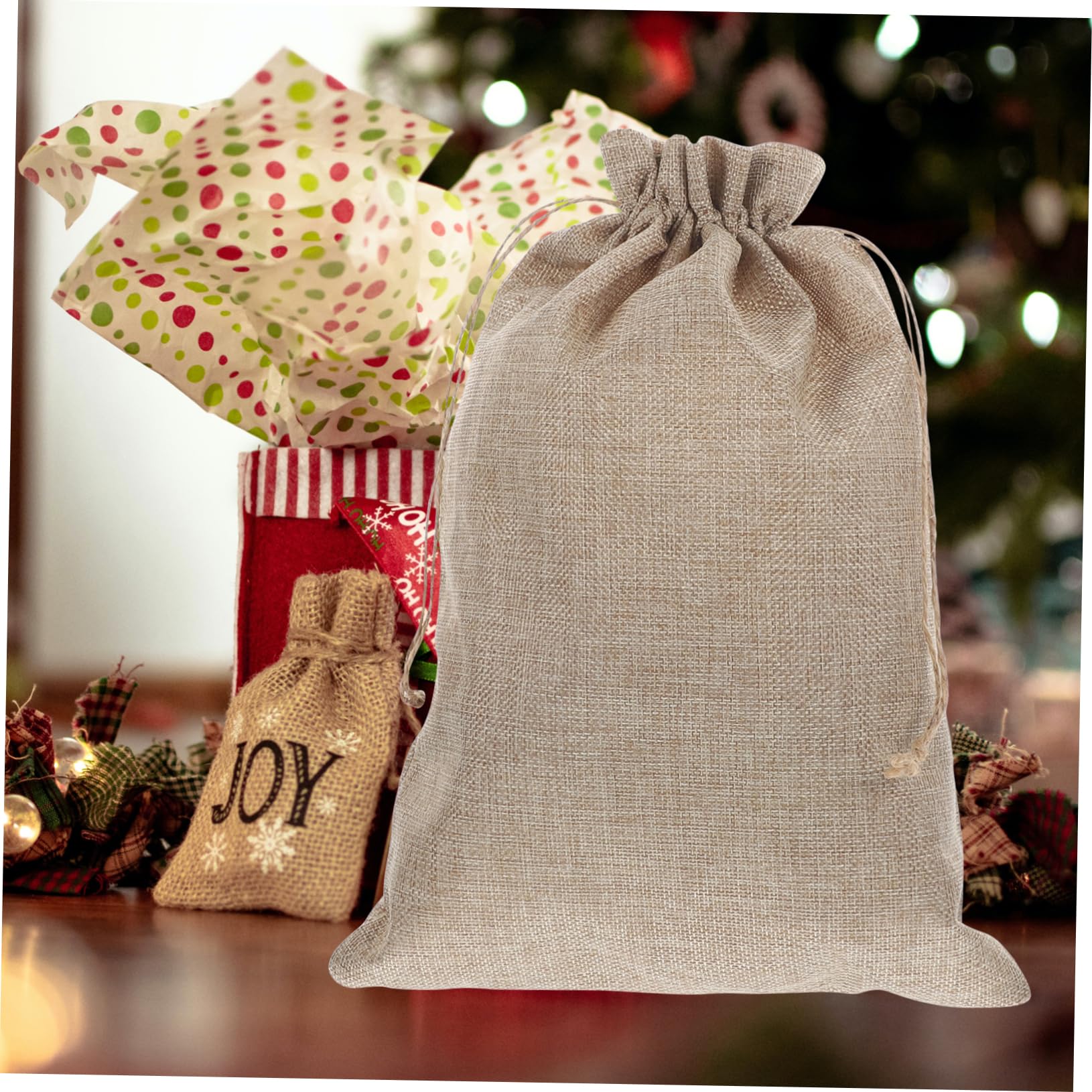 WEKAMOS Sacchetti Regalo in Juta 10pezzi Coulisse, Borse Portata Leggere per Feste, Compleanni, Matrimoni, Regali Eleganti