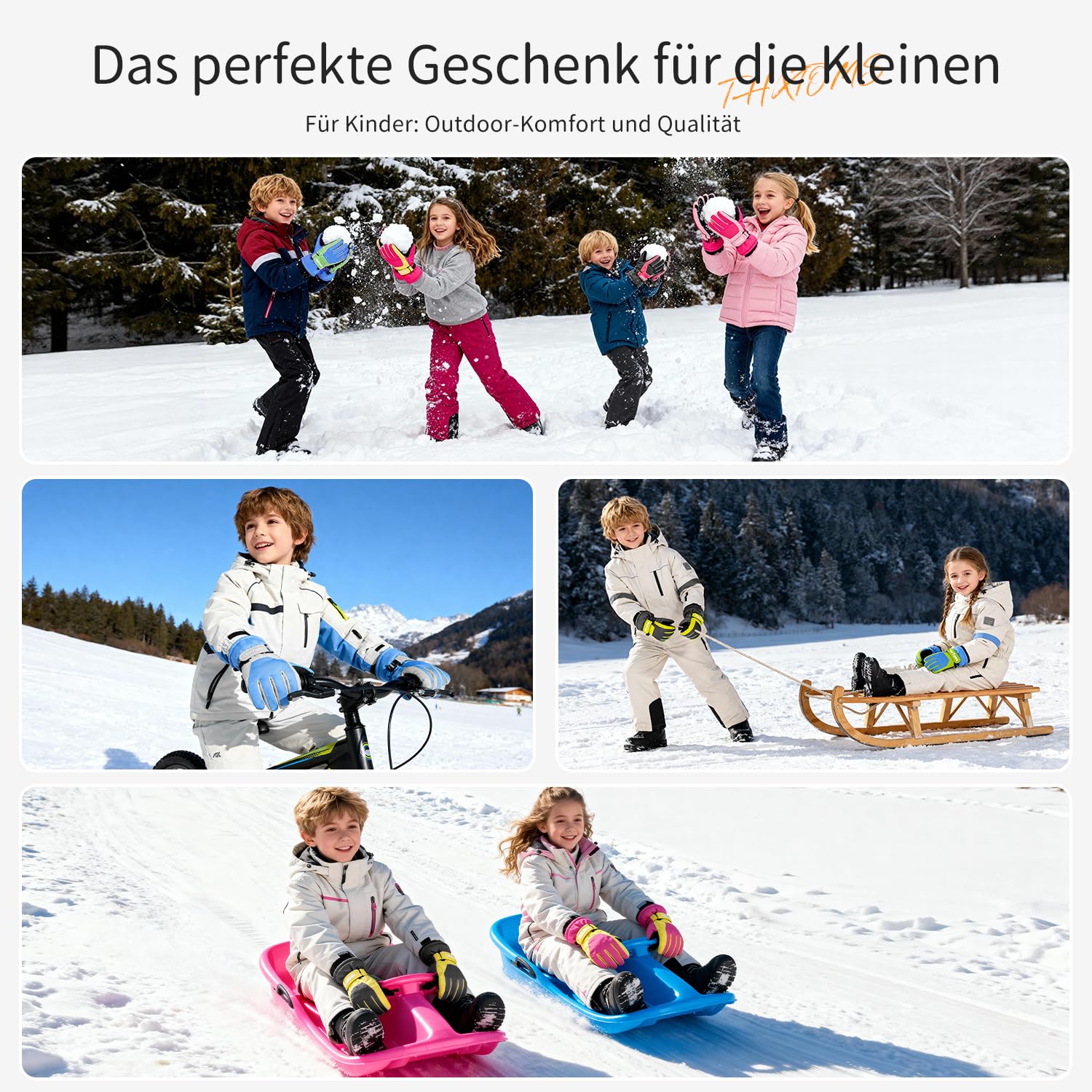 ThxToms Guantes de esquí para niños de Invierno