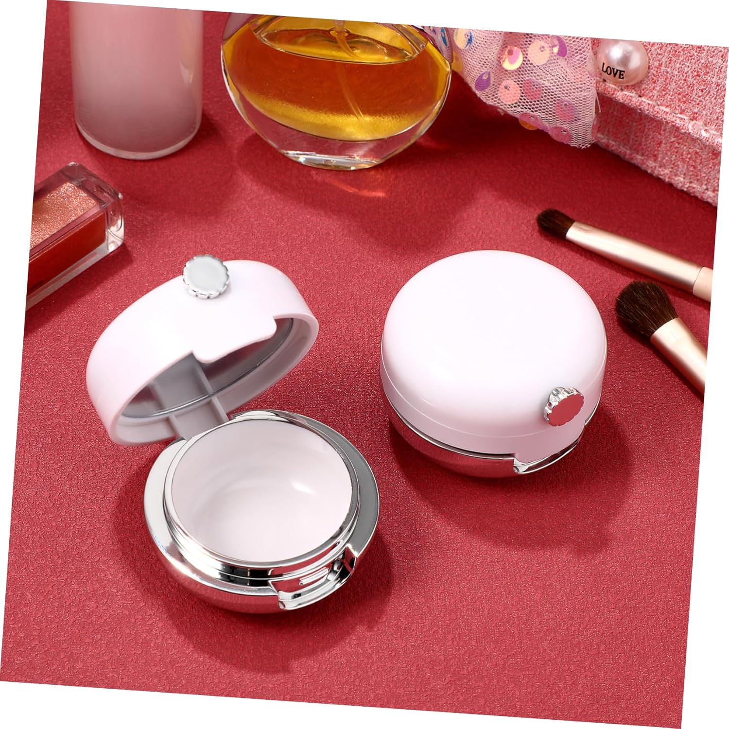 Beaupretty Travel Containers 8 Pieces Plastic Lips Balm Jars Empty Lip Mask Holder Box with Silicone Lip Brush Mirror Refillable Lipstick Pot for Home Travel Plastic Container