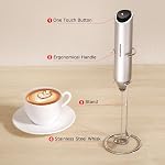 Bonsenkitchen Milk Frother Hanheld with Stand, Battery Operated Coffee Frother, Portable Hand Frother Wand Drink Mixer Perfect for Hot Chocolate, Matcha Lattes, Cappuccino, Kitchen Gifts - Silver
