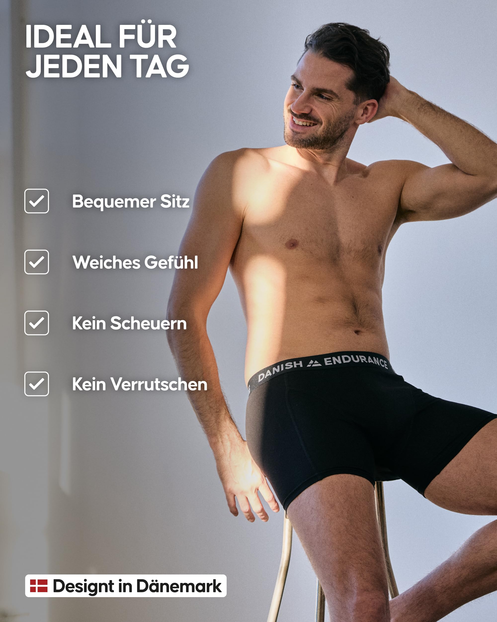 DANISH ENDURANCE 6er Pack Boxershorts Herren, Weiche Baumwolle, Unterhosen Männer mit Stretch, Bequem & Ohne Zettel, Mit Eingriff oder ohne